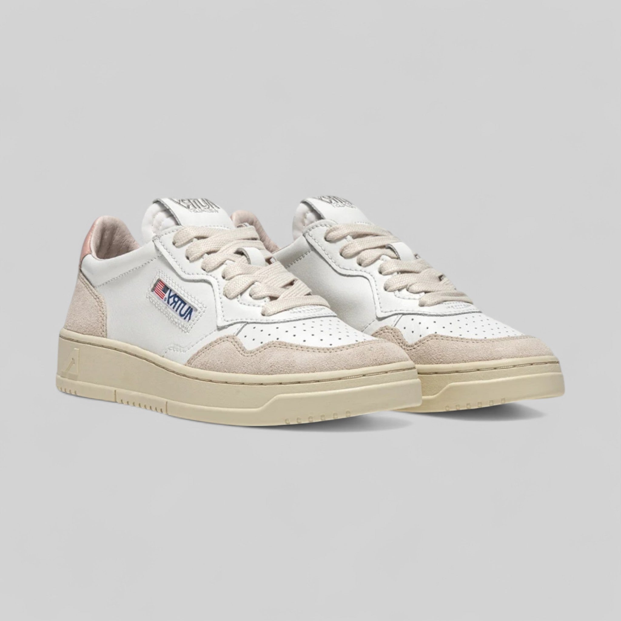 SNEAKERS AULW-LS37 MEDALIST LOW IN PELLE BIANCA E POWDER E SUEDE BEIGE