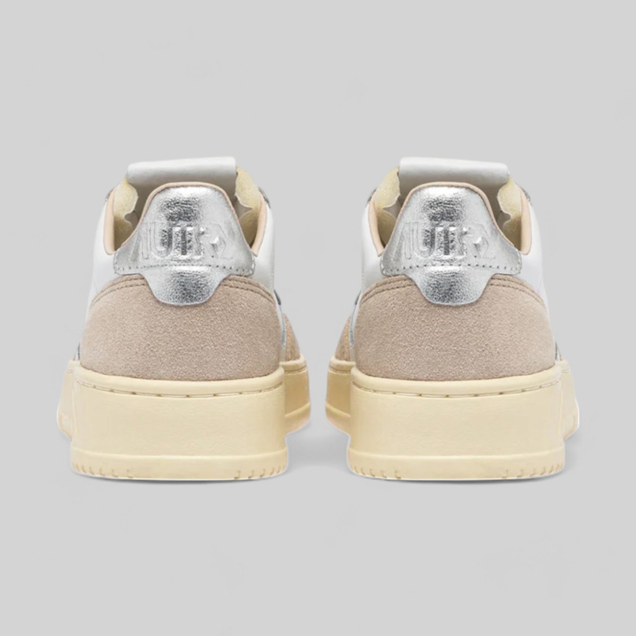 SNEAKERS AULW-LS74 MEDALIST LOW IN PELLE E SUEDE BIANCA E ARGENTO