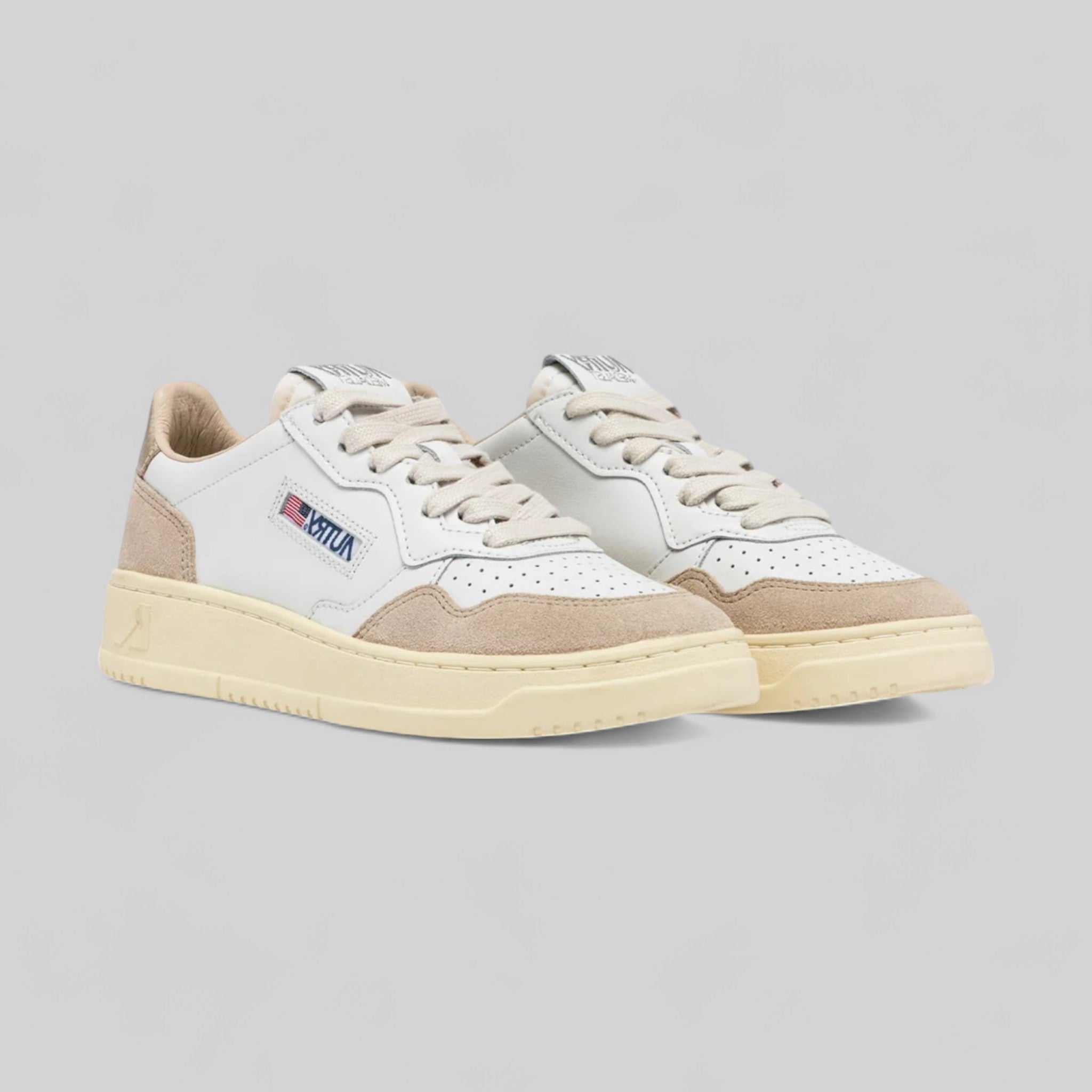 SNEAKERS AULW-LS75 MEDALIST LOW IN PELLE E SUEDE BIANCA E ORO