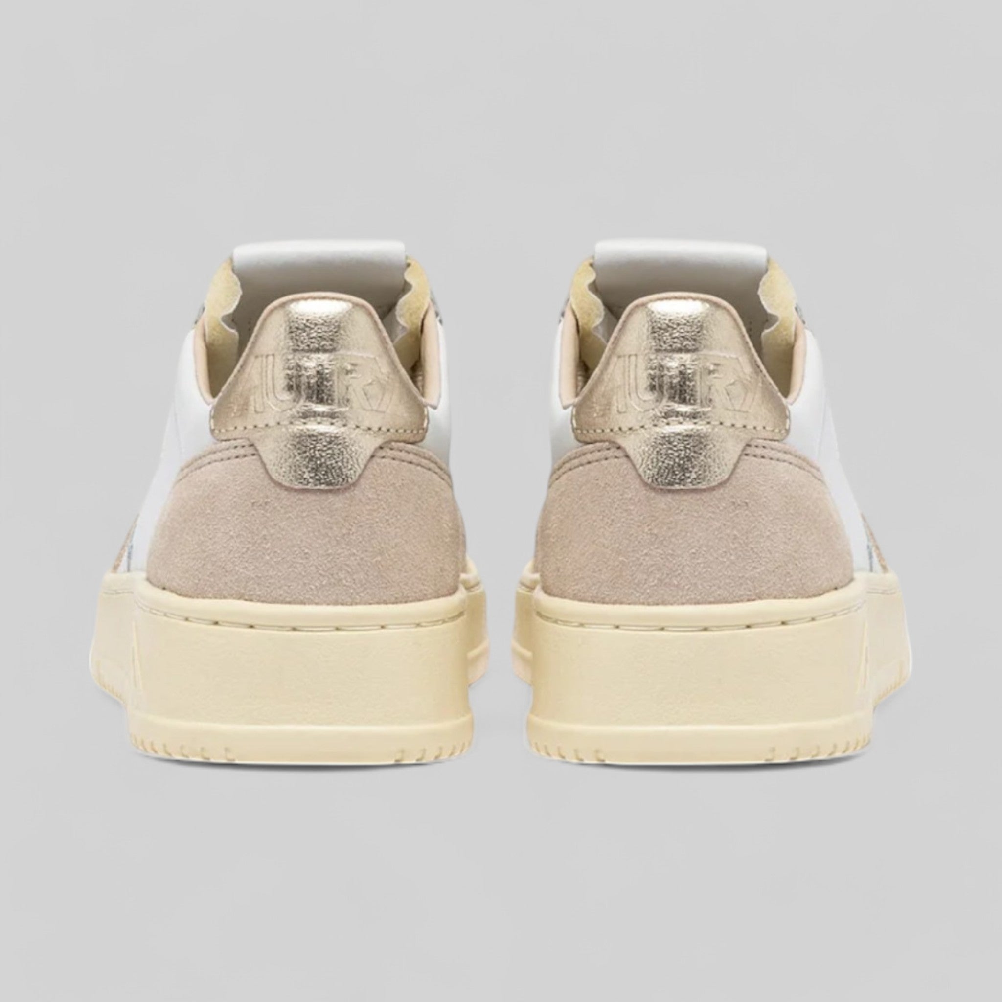 SNEAKERS AULW-LS75 MEDALIST LOW IN PELLE E SUEDE BIANCA E ORO