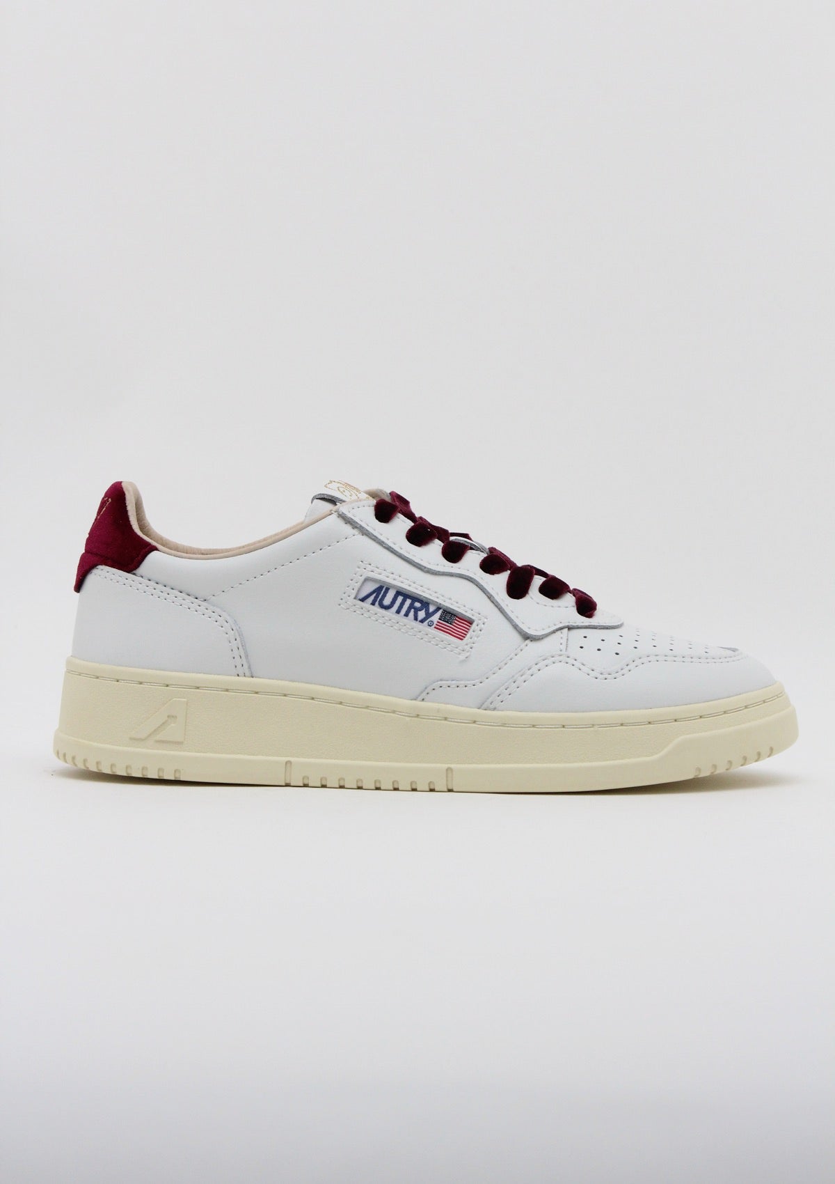 AULW VZ01 SNEAKERS DONNA AUTRY MEDALIST MID - BIANCO/BORDEAUX CON LACCI IN VELLUTO