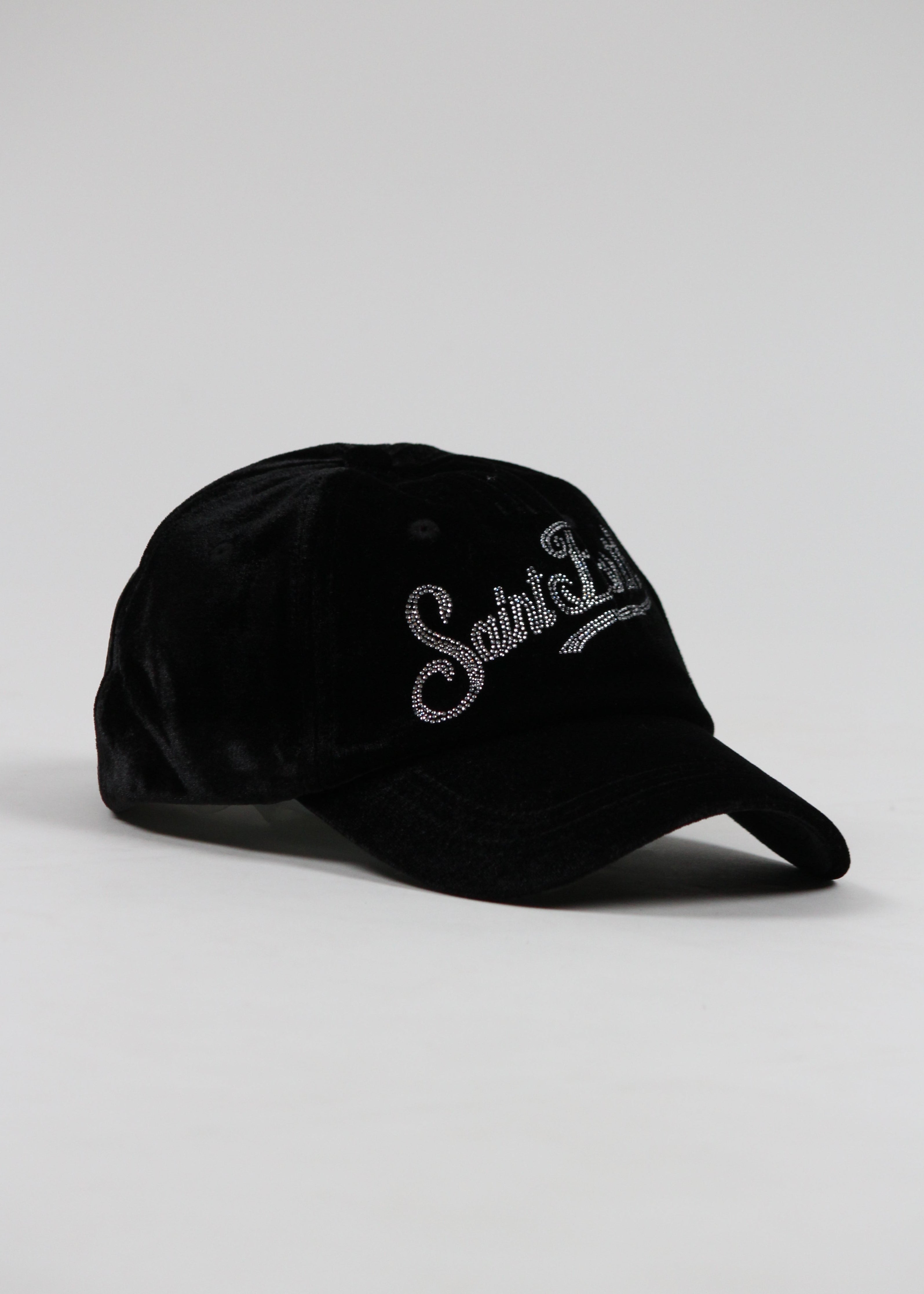 FW25-BASB0013-00703I CAPèPELLO BASEBALL IN VELLUTO STRASS NERO