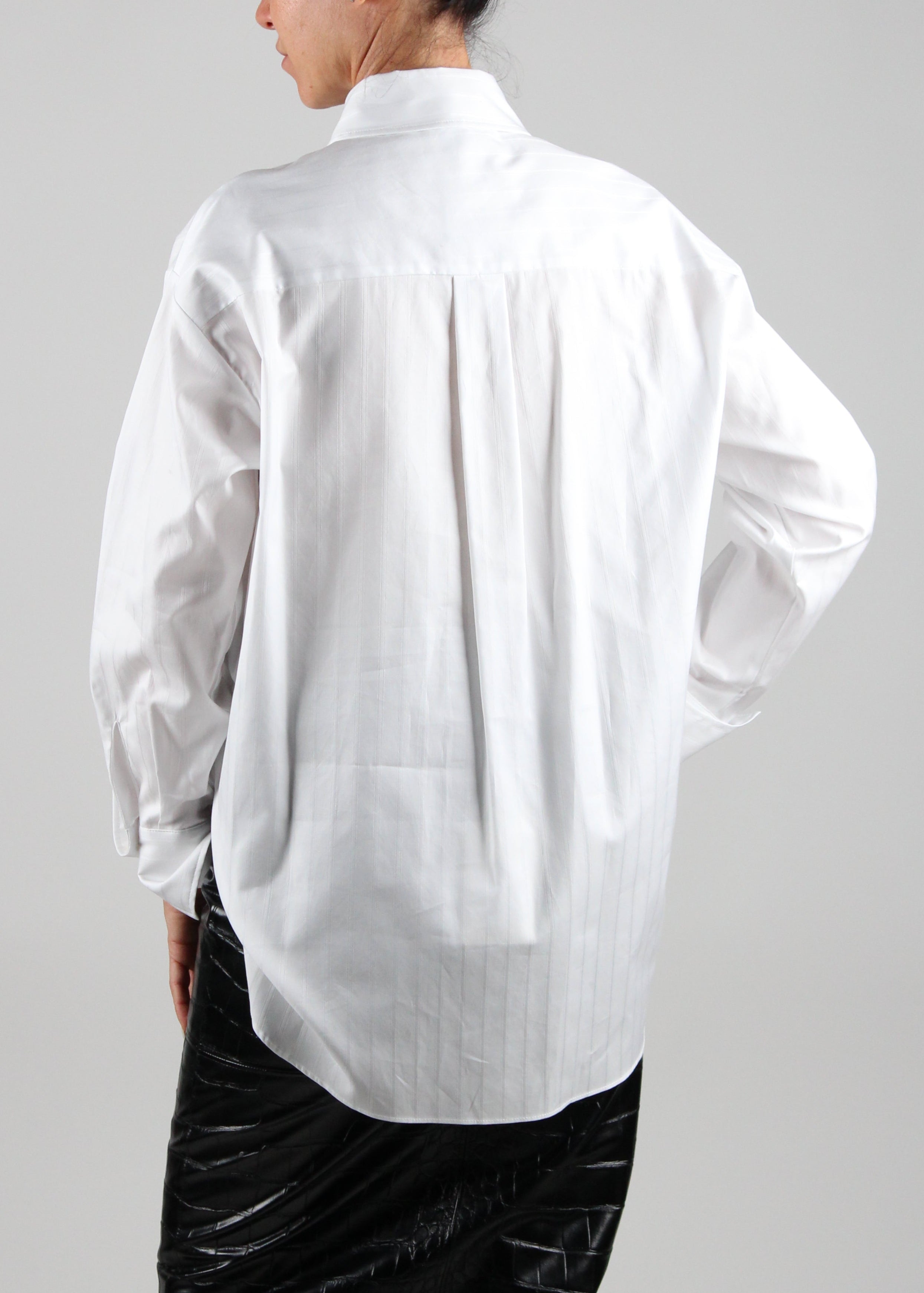 FW25-CA12156E2. CAMICIA IN POPELINE DI COTONE A RIGHE COLORE BIANCO