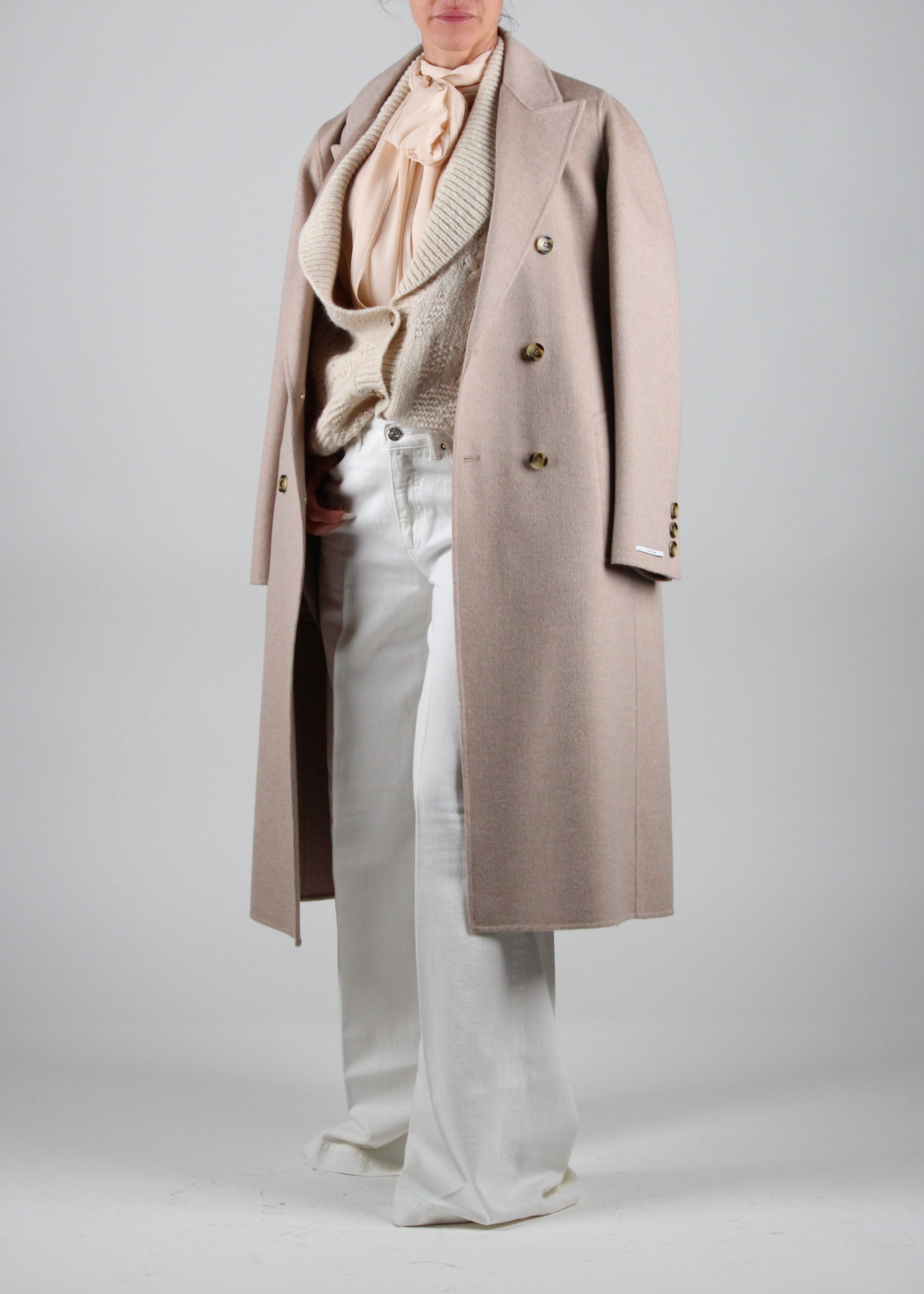 FW25-2523016061-002  ARA CAPPOTTO DOPPIO PETTO IN PURA LANA BEIGE