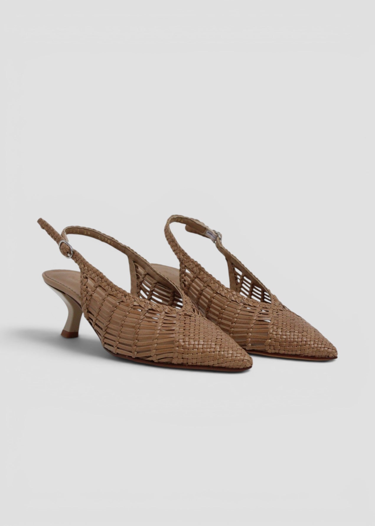 11953  SLINGBACK CAROL IN PELLE INTRECCIATA TAUPE