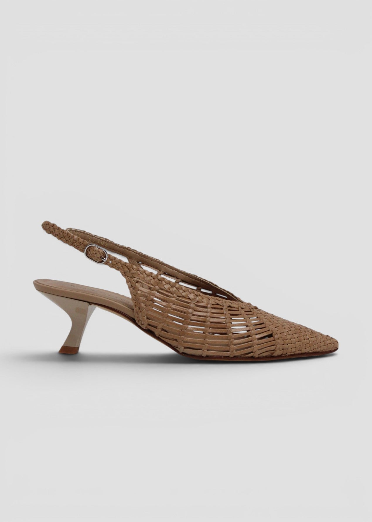 11953  SLINGBACK CAROL IN PELLE INTRECCIATA TAUPE