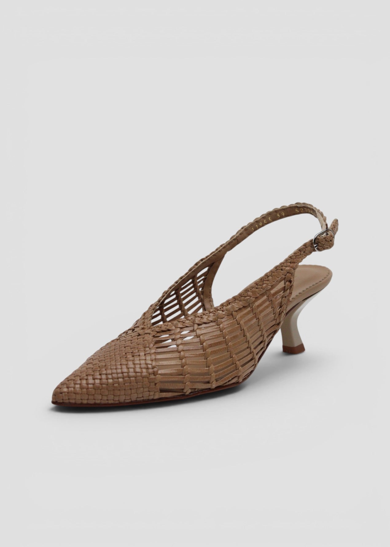 11953  SLINGBACK CAROL IN PELLE INTRECCIATA TAUPE