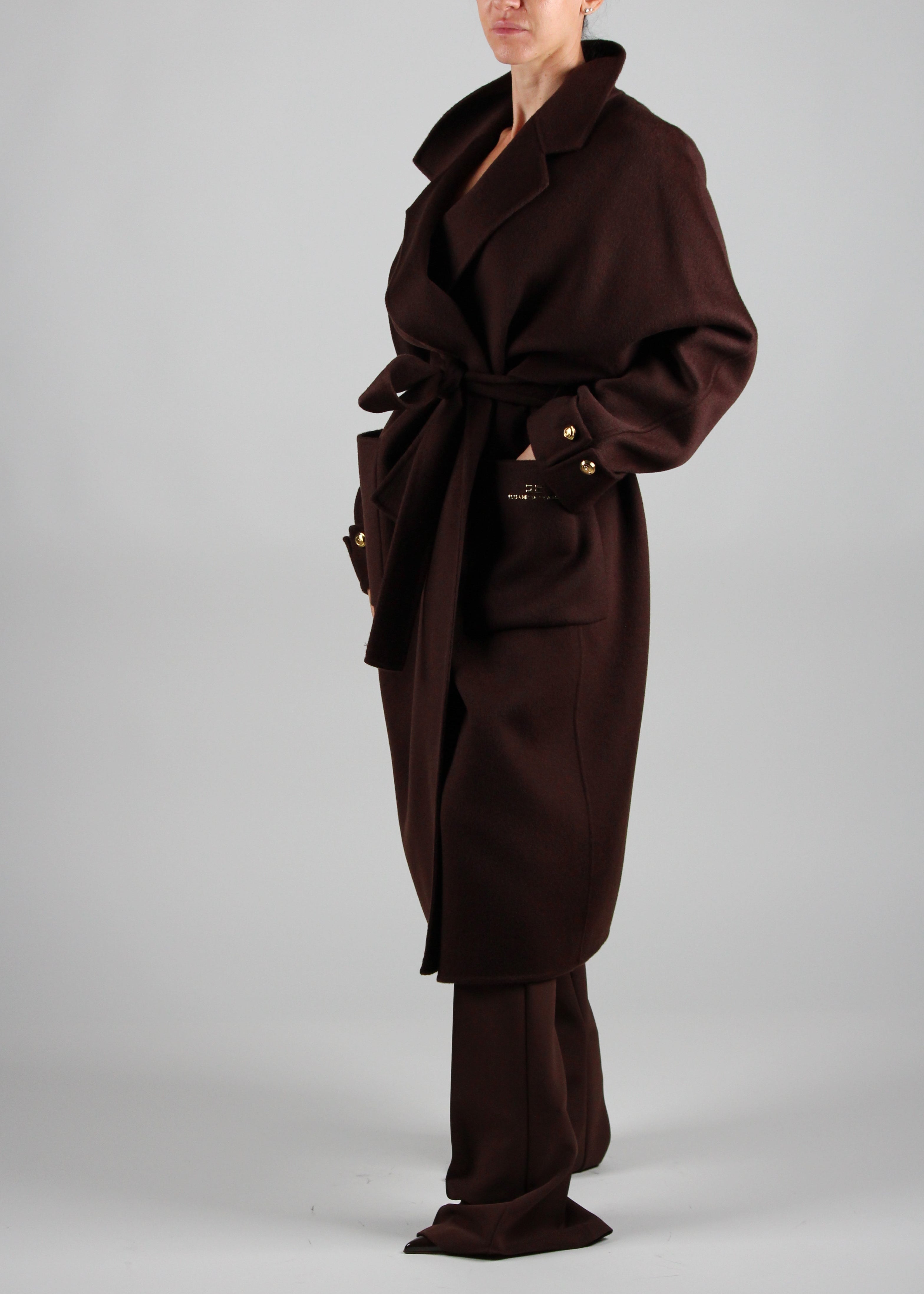FW25-CP68D56E2  CAPPOTTO IN PANNO DI MISTO LANA DOUBLE COLORE COFFEE