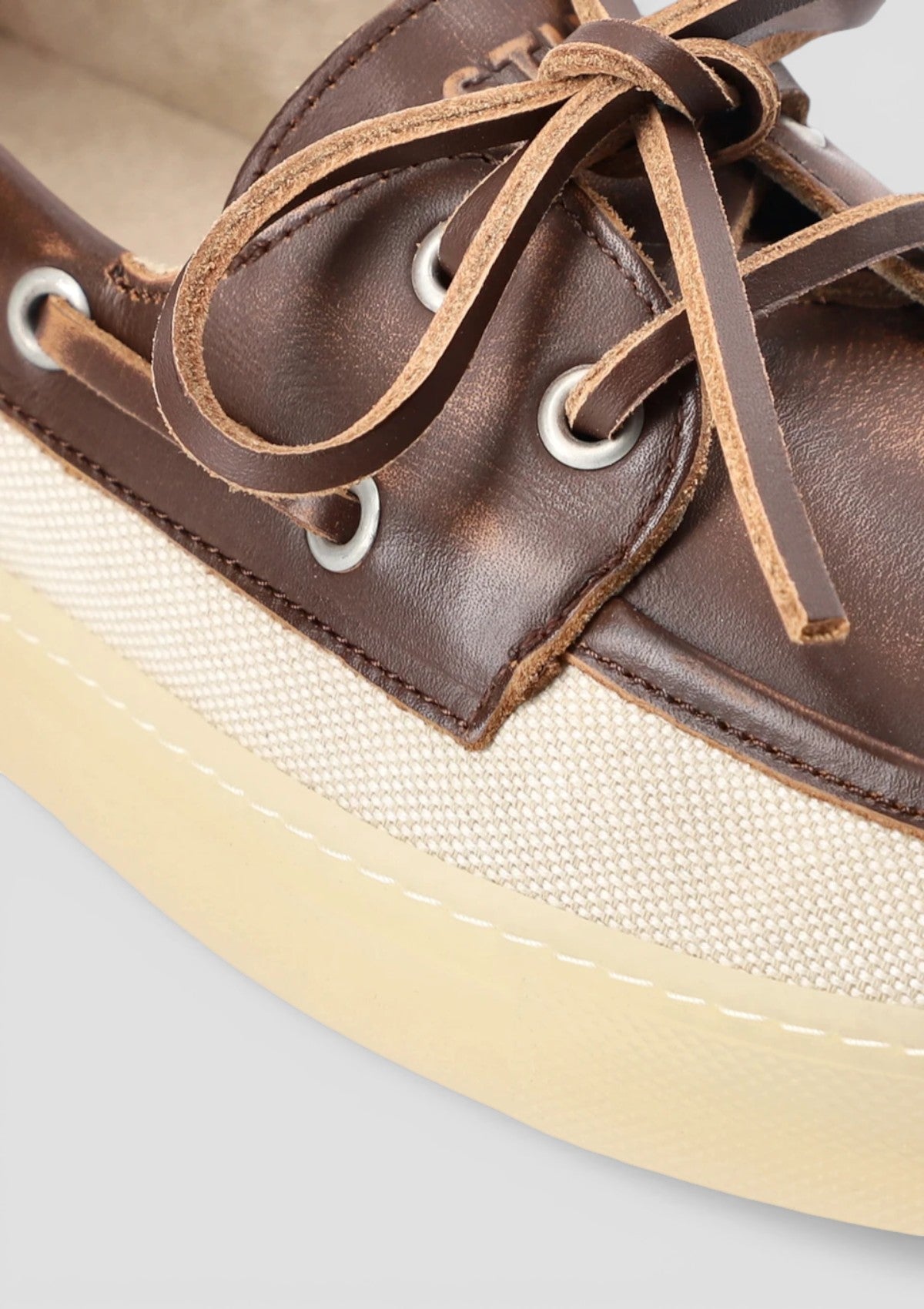 SS26-CPH 160 MOCASSINO MIX DI MATERIALI MARRONE/CREMA