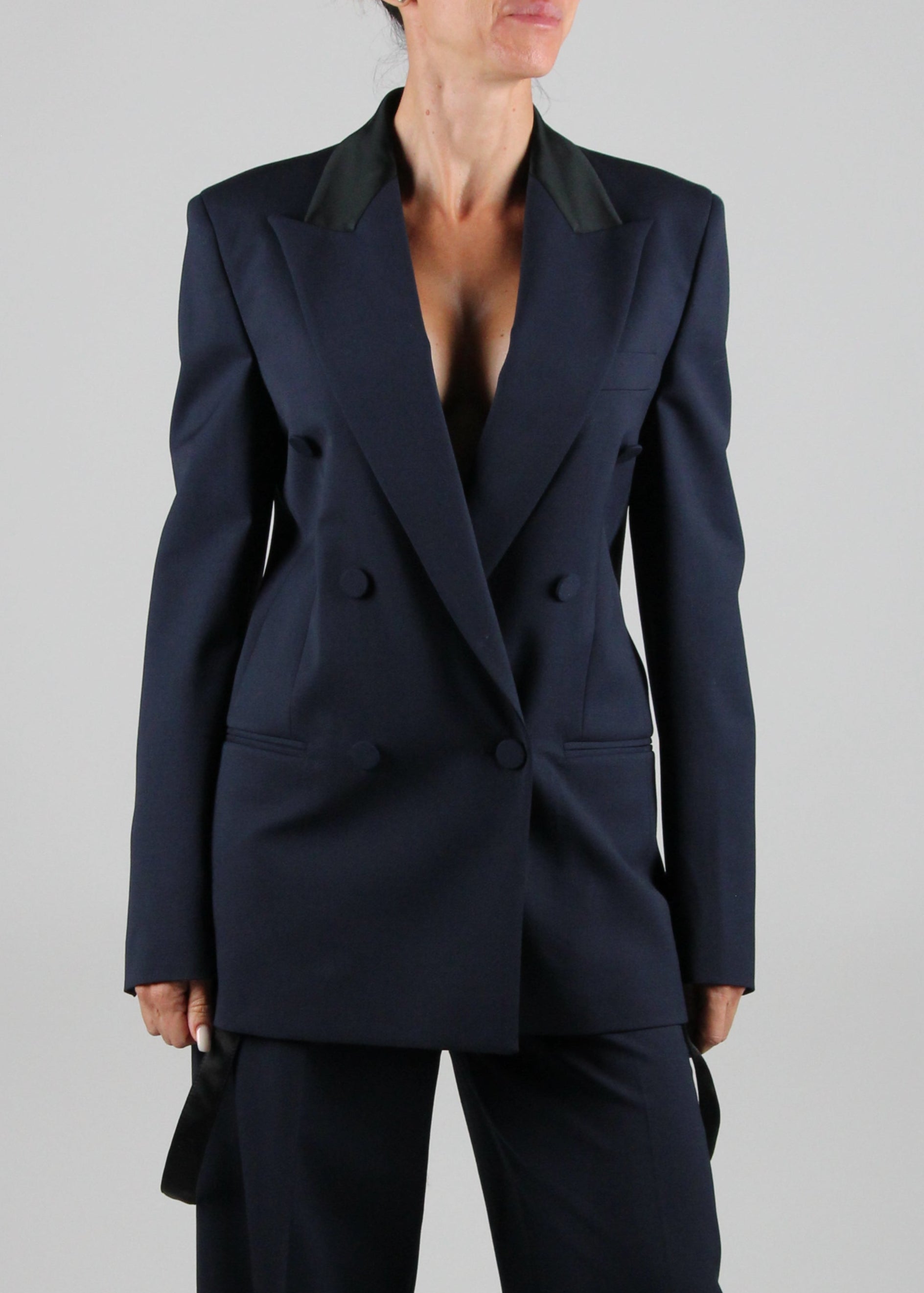 FW25-DJ745-WS0115D-XXXC-890 BLAZER DOPPIOPETTO REGULAR IN GABARDINA DI LANA COLORE UNIVERSO