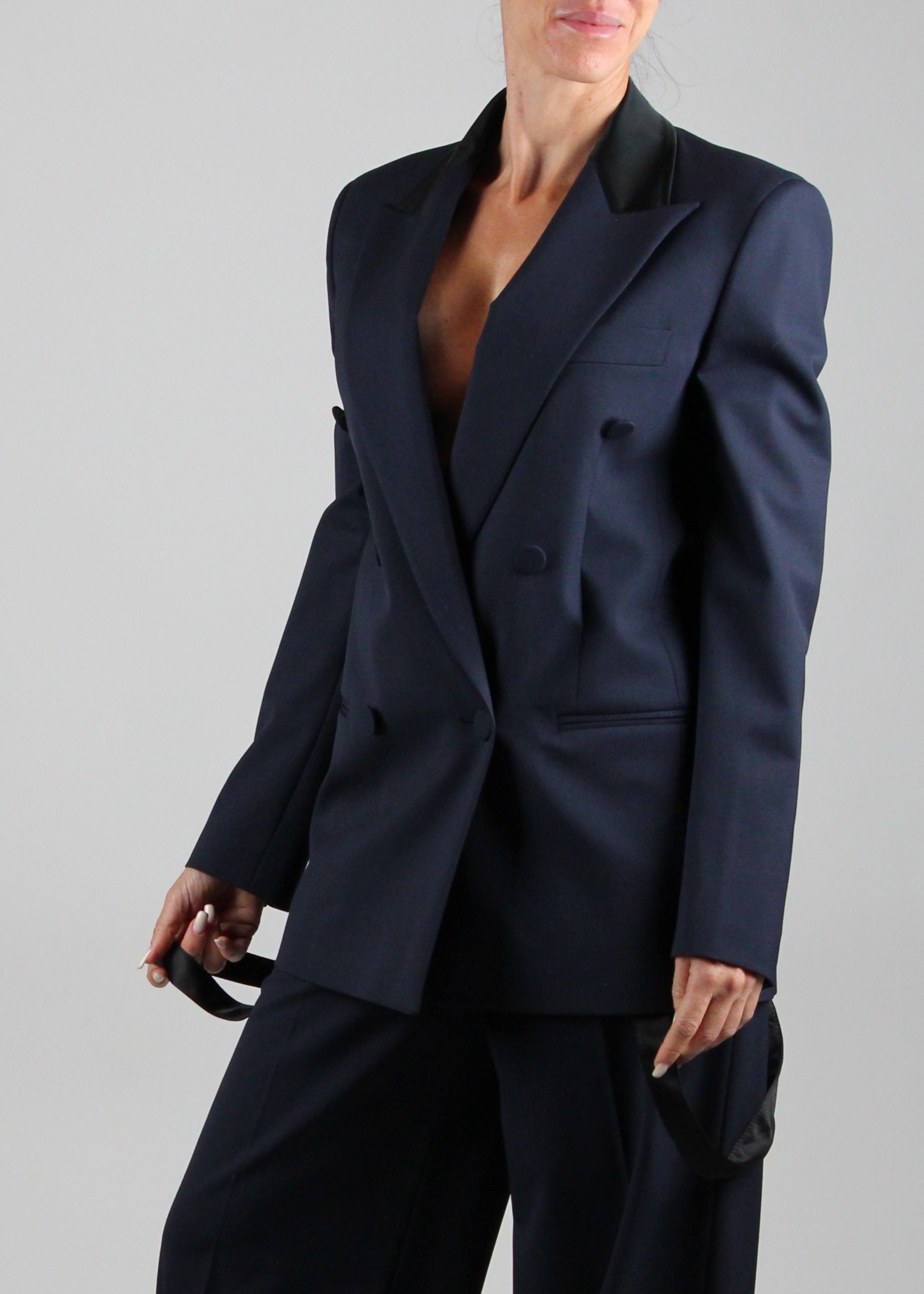 FW25-DJ745-WS0115D-XXXC-890 BLAZER DOPPIOPETTO REGULAR IN GABARDINA DI LANA COLORE UNIVERSO