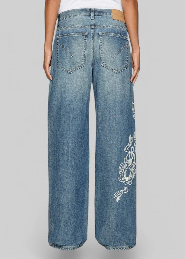 SS25 DP427-DF0263-IX6W-800  JEANS JACKLYN WIDE LEG IN DENIM FISSO