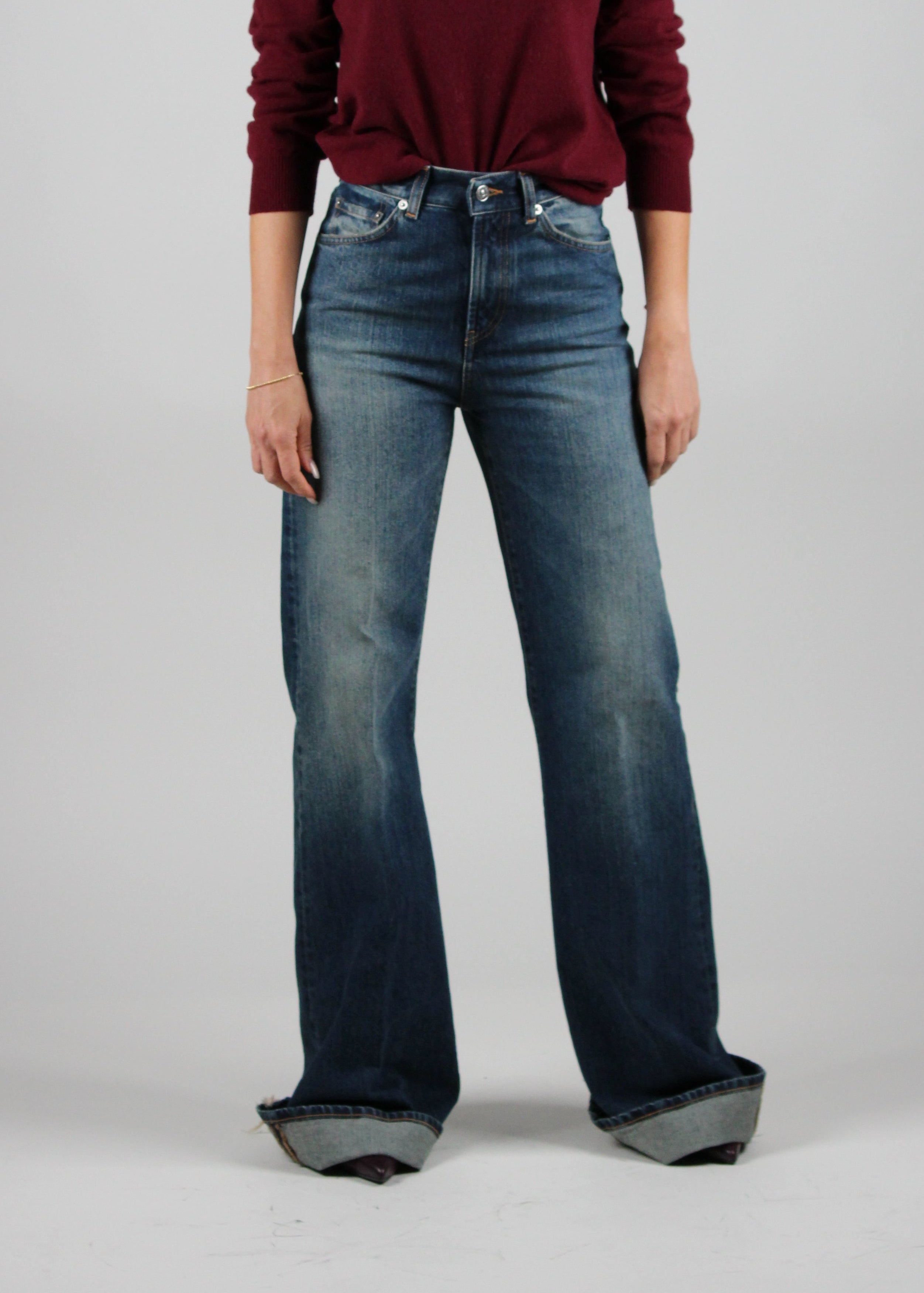FW25-DP619-DFE313D-LL3-800. JEANS AMBER WIDE LEG IN DENIM FISSO