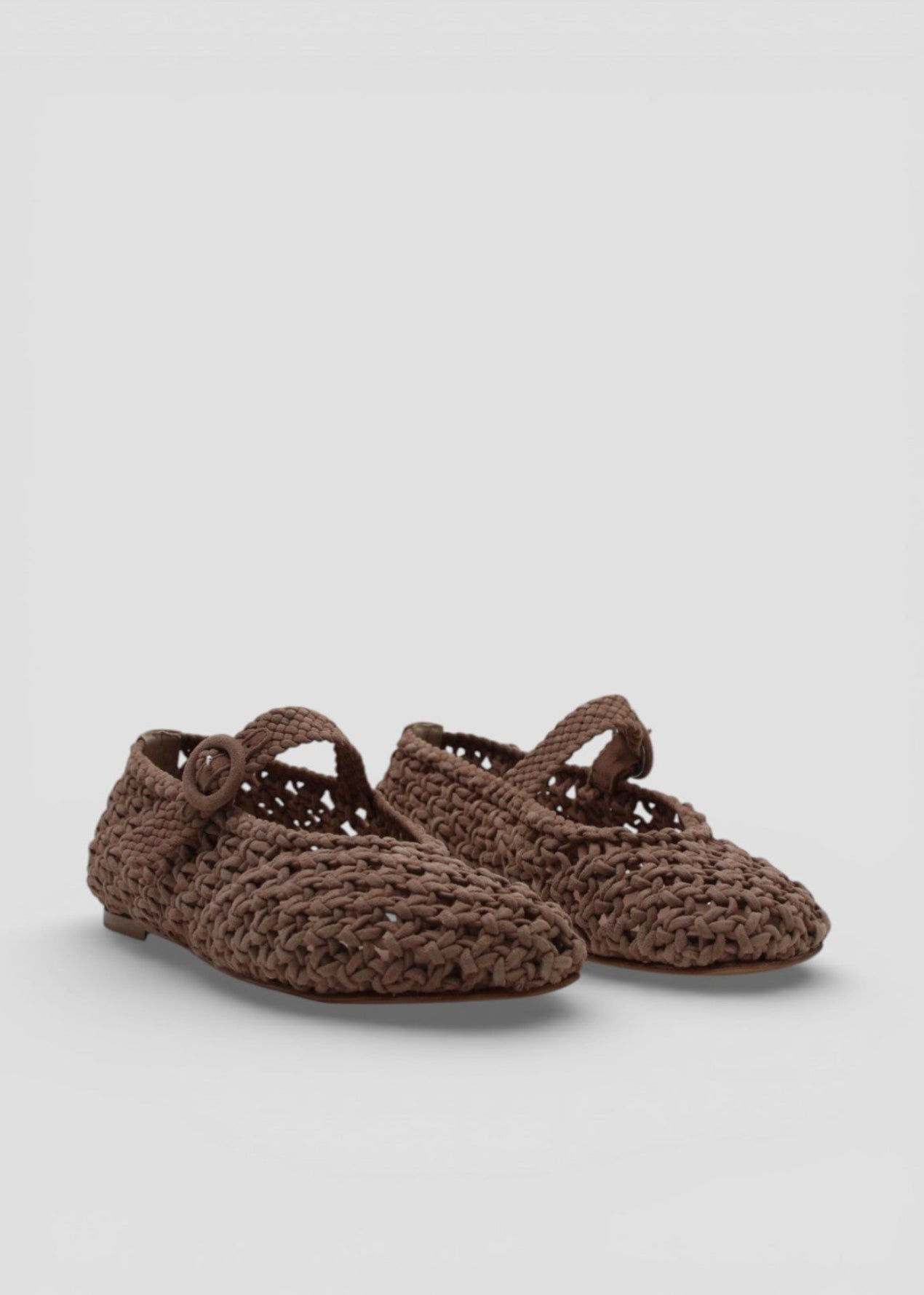 SS26-E4633-C  Ballerina in Suede Biscotto Intrecciata