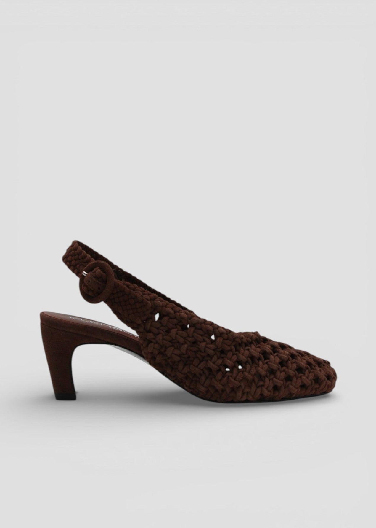 SS26-E4656-C  Décolleté Slingback in Suede Pecan intrecciata
