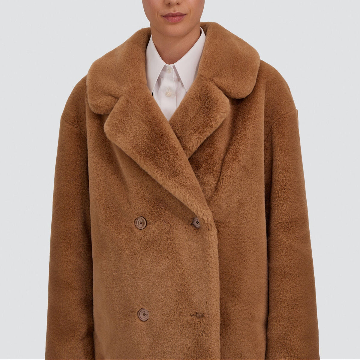 GC000581D-12422-2157 PEACOAT IN TOCCO PELLICCIA EFFETTO CASTORO