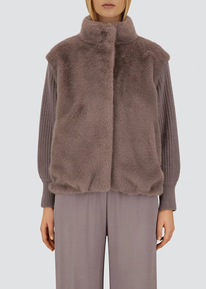 FW-25-GC00072DR  GIACCA CORTA IN FAUX FUR  COLORE LILLA CHIARO