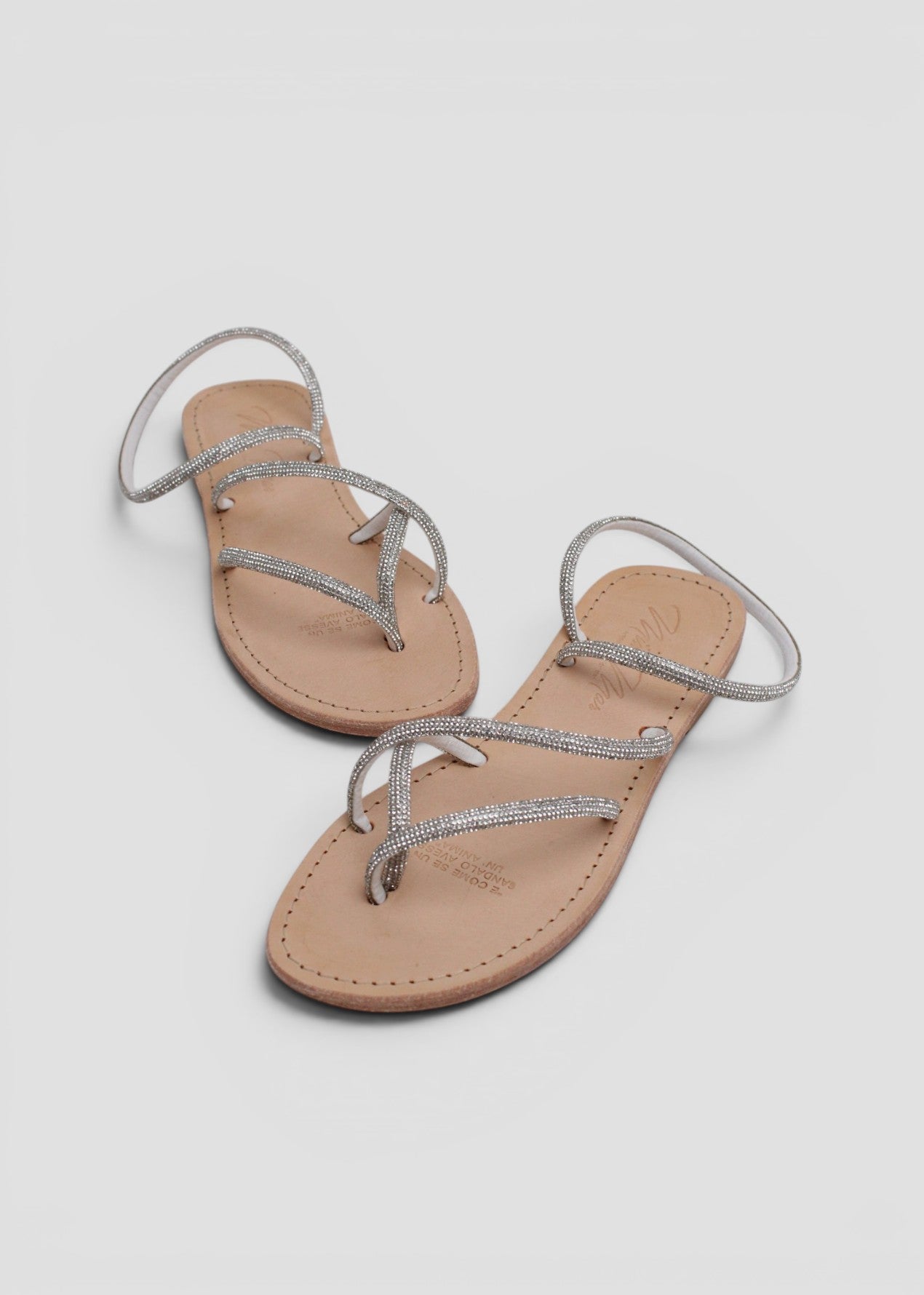 GEMMA – SANDALO INFRADITO IN STRASS COLOR ARGENTO CON CINTURINO ALLA CAVIGLIA