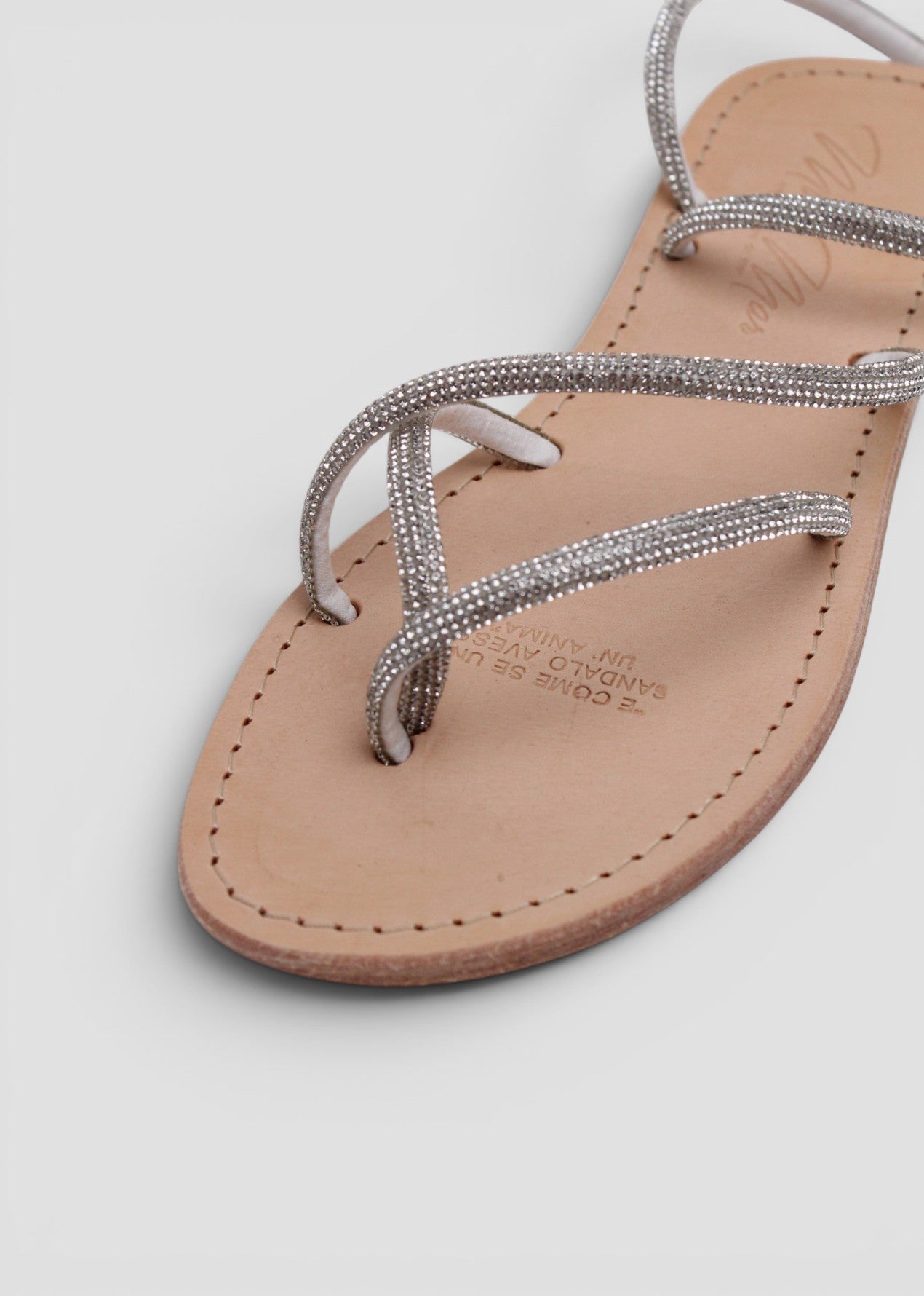 GEMMA – SANDALO INFRADITO IN STRASS COLOR ARGENTO CON CINTURINO ALLA CAVIGLIA