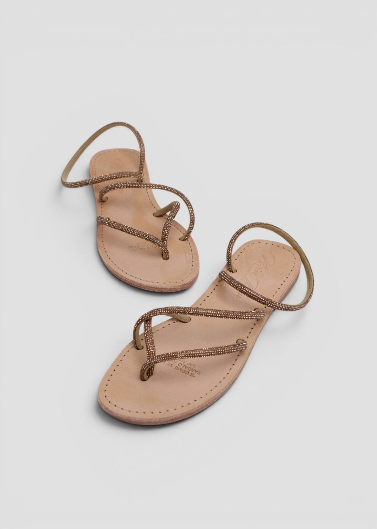 GEMMA – SANDALO INFRADITO IN STRASS COLOR ORO CON CINTURINO ALLA CAVIGLIA