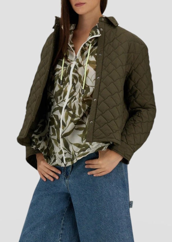 SS26-GI000351D-12456Z  GIACCA CAMICIA  VERDE BEIGE