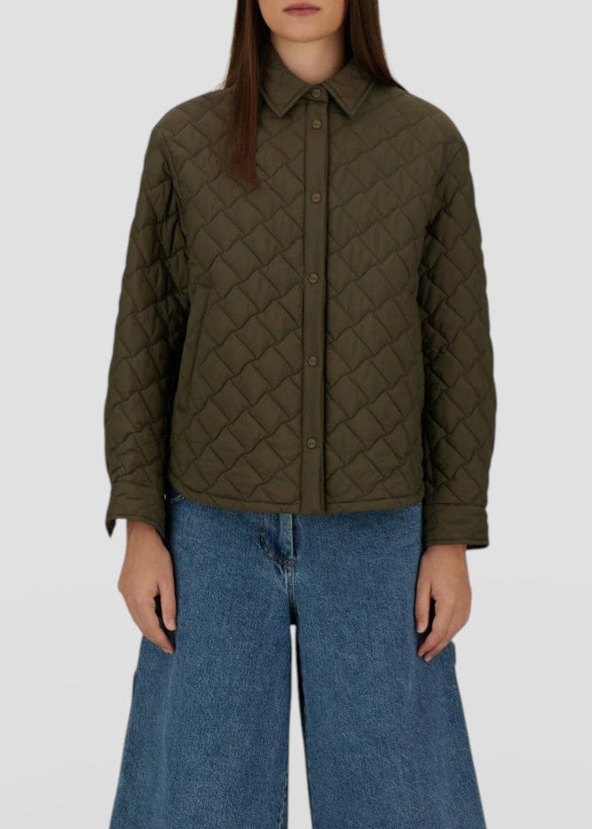 SS26-GI000351D-12456Z  GIACCA CAMICIA  VERDE BEIGE