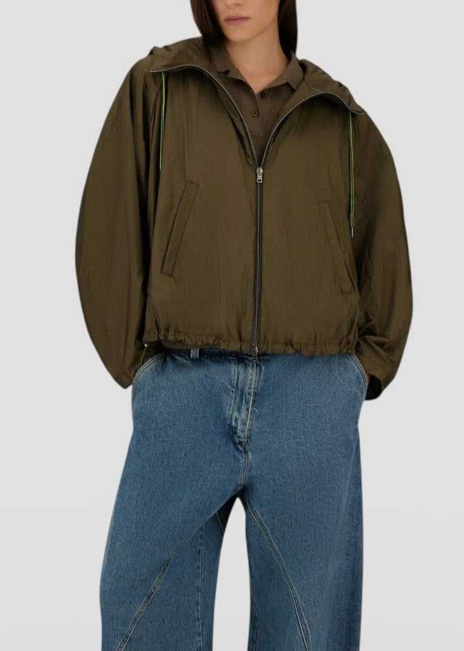 SS26-GI000356D-12701  GIACCA COTA CON CAPPUCCIO VERDE MILITARE