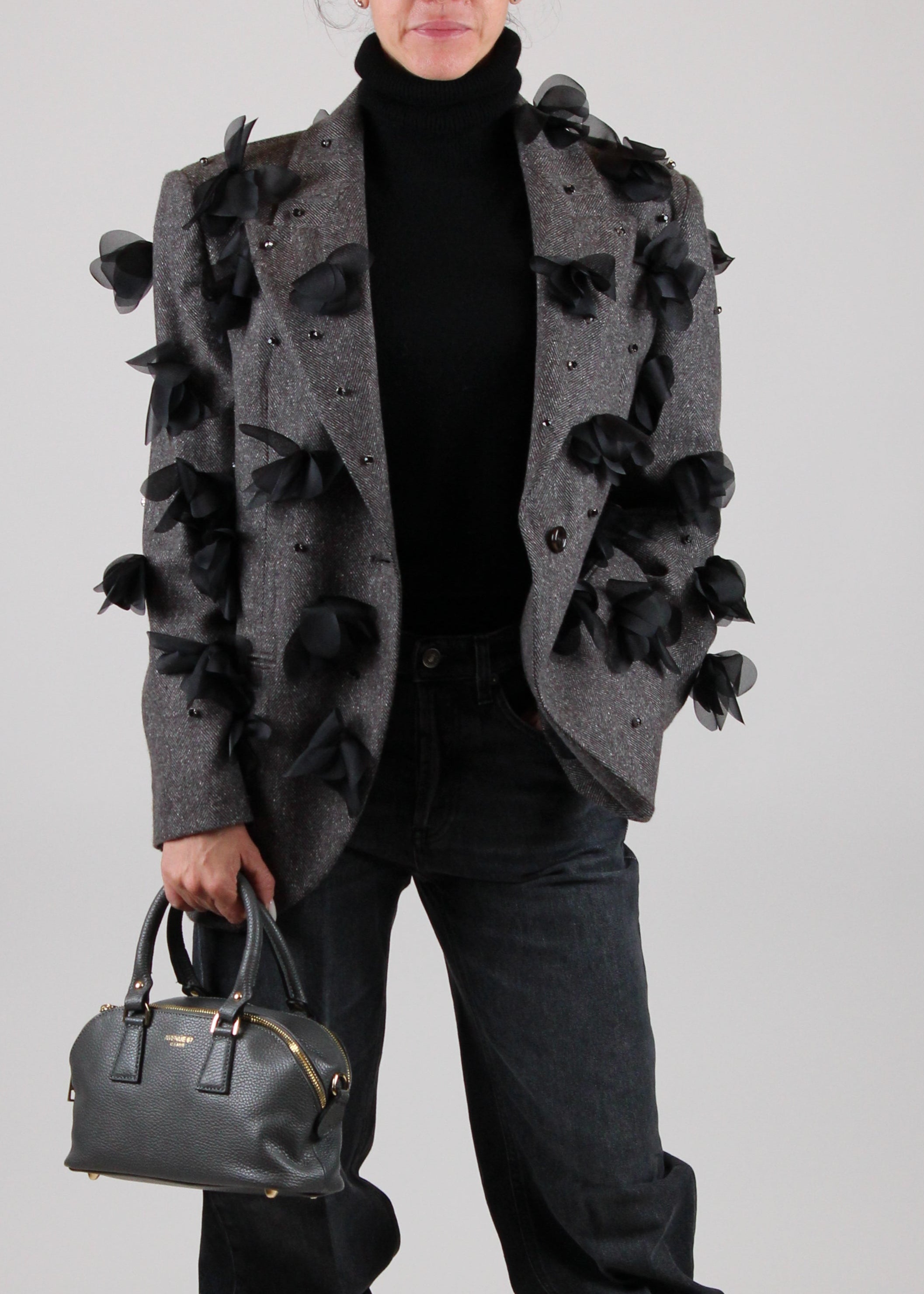 FW25-2523046058-001 SHOWSTOPP  BLAZER CON FIORI E RICAMI - TESTA DI MORO