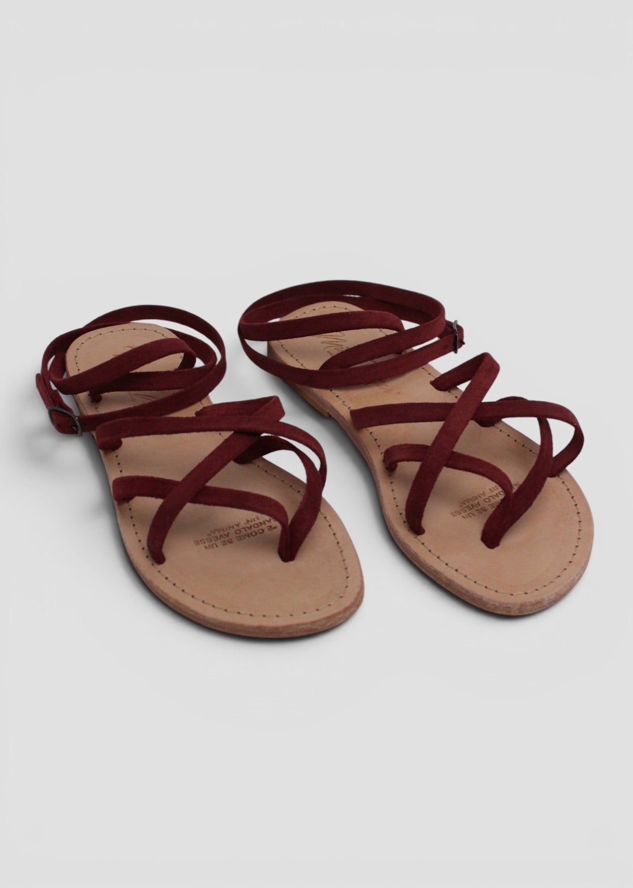 GISELLA – SANDALO INFRADITO MODELLO SCHIAVA IN SUEDE BORDEAUX