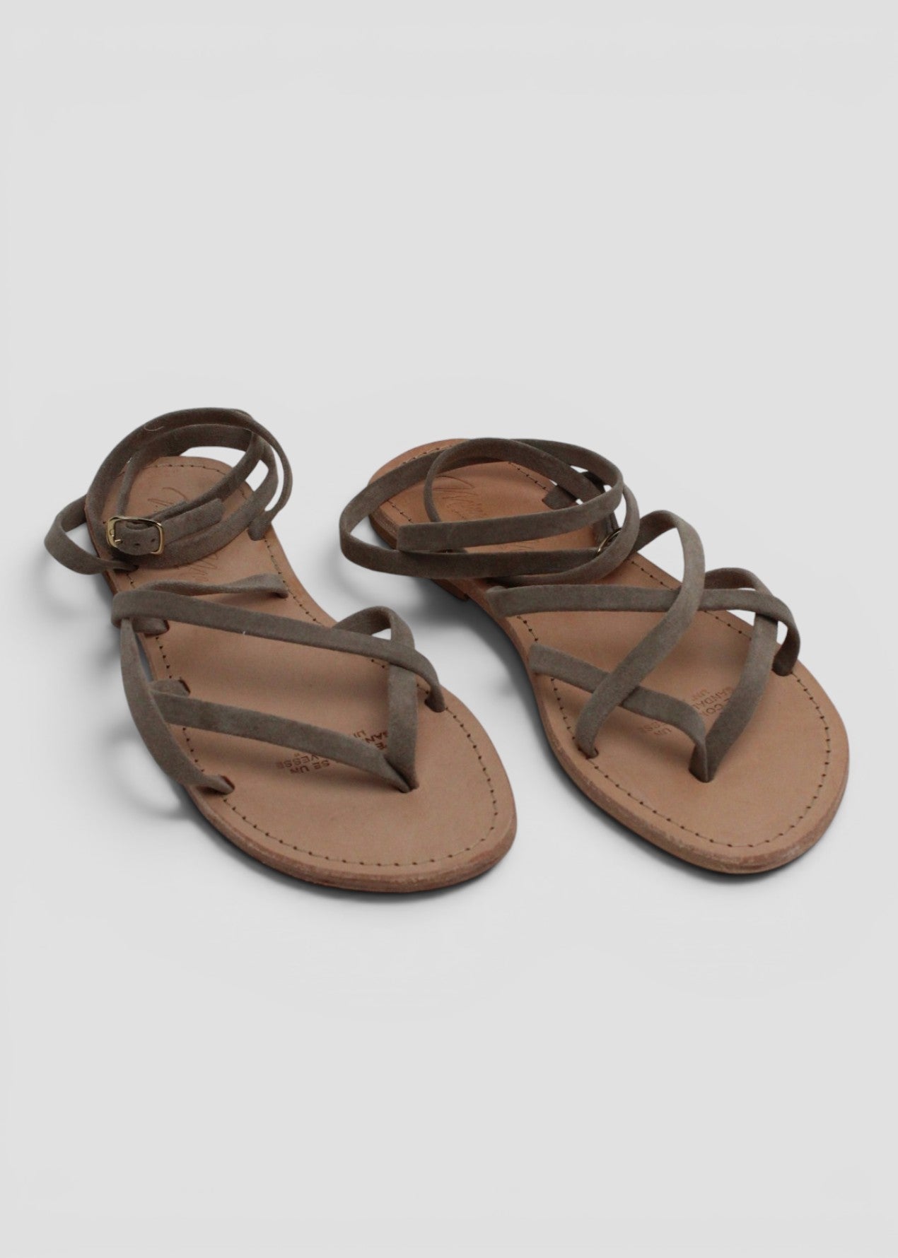 GISELLA – SANDALO INFRADITO MODELLO SCHIAVA IN SUEDE CAPPUCCINO