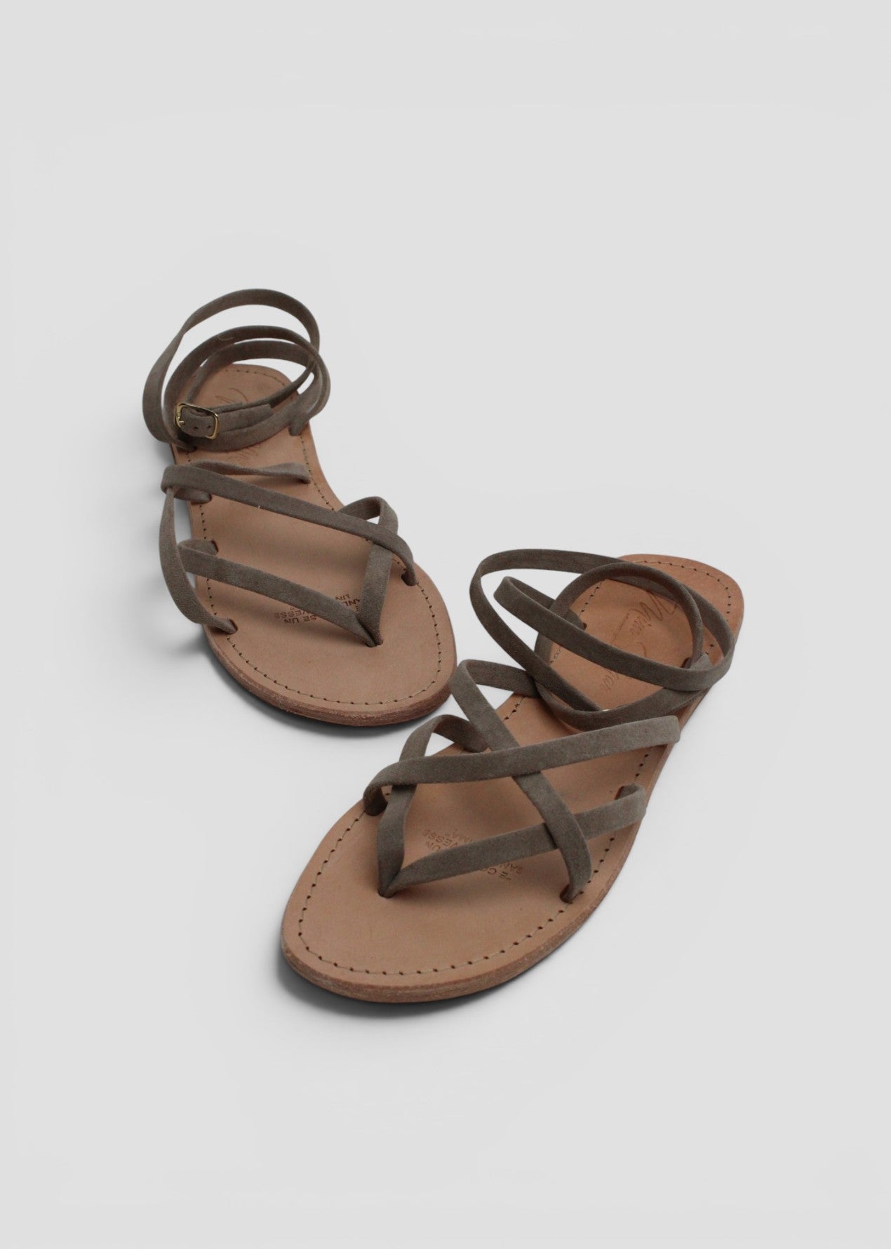 GISELLA – SANDALO INFRADITO MODELLO SCHIAVA IN SUEDE CAPPUCCINO