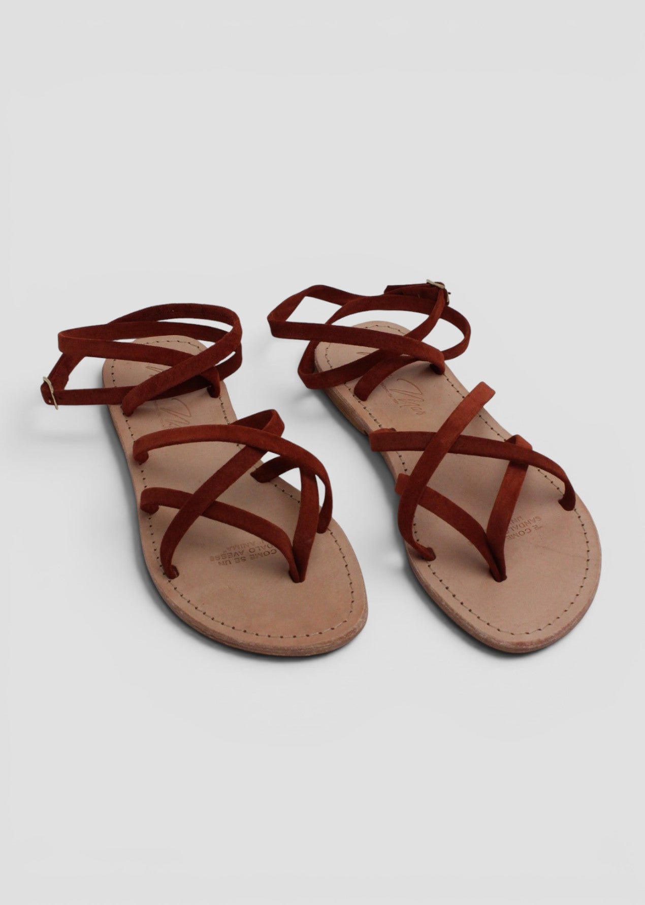 GISELLA – SANDALO INFRADITO MODELLO SCHIAVA IN SUEDE MATTONE