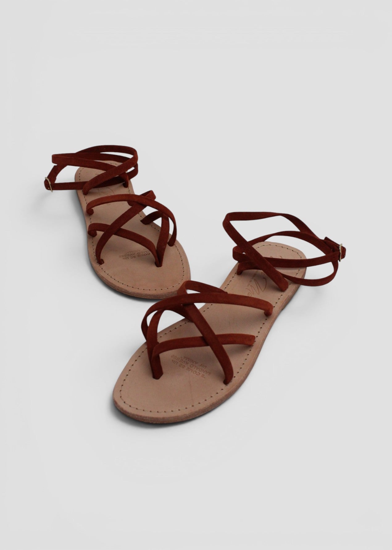 GISELLA – SANDALO INFRADITO MODELLO SCHIAVA IN SUEDE MATTONE