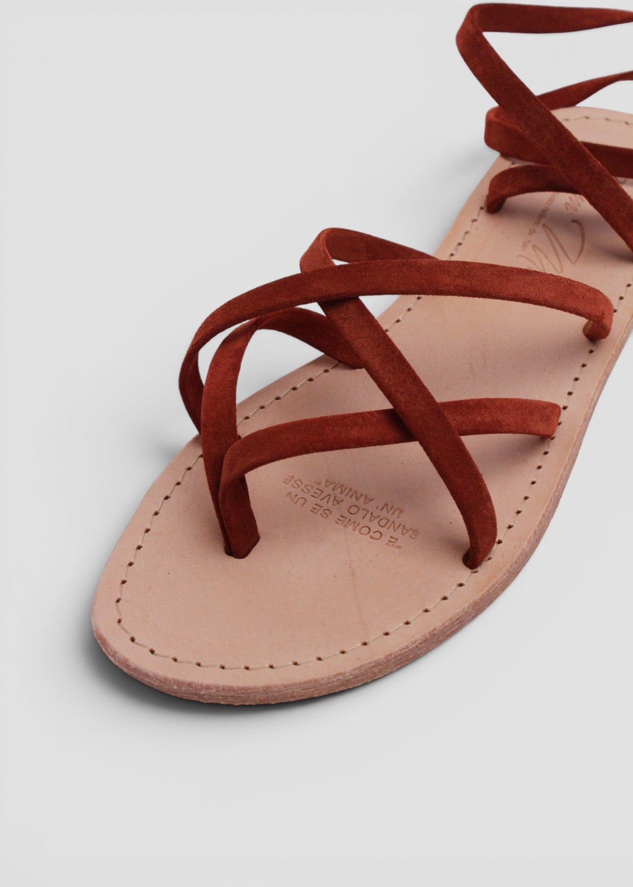 GISELLA – SANDALO INFRADITO MODELLO SCHIAVA IN SUEDE MATTONE