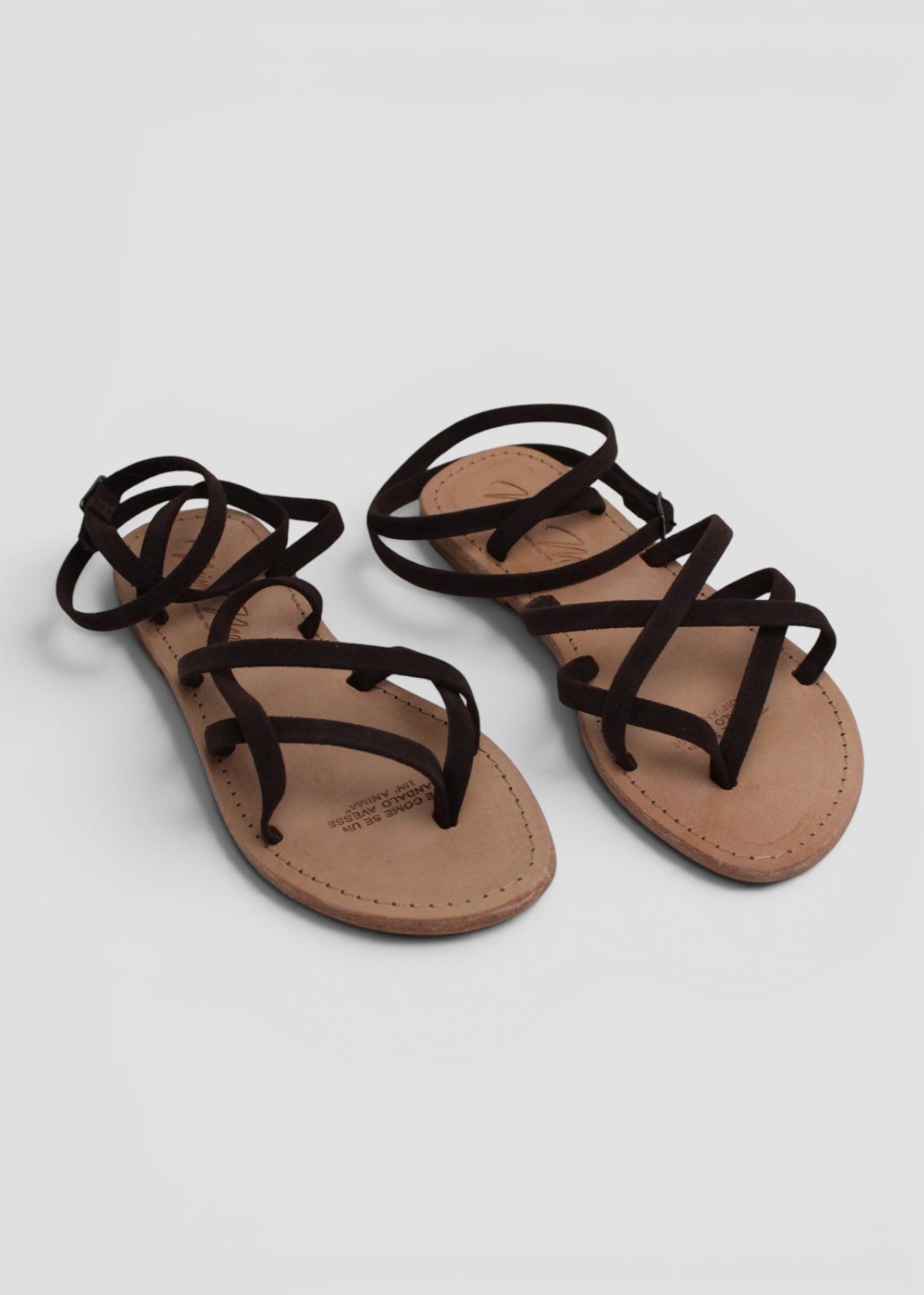 GISELLA – SANDALO INFRADITO MODELLO SCHIAVA IN SUEDE MOKA