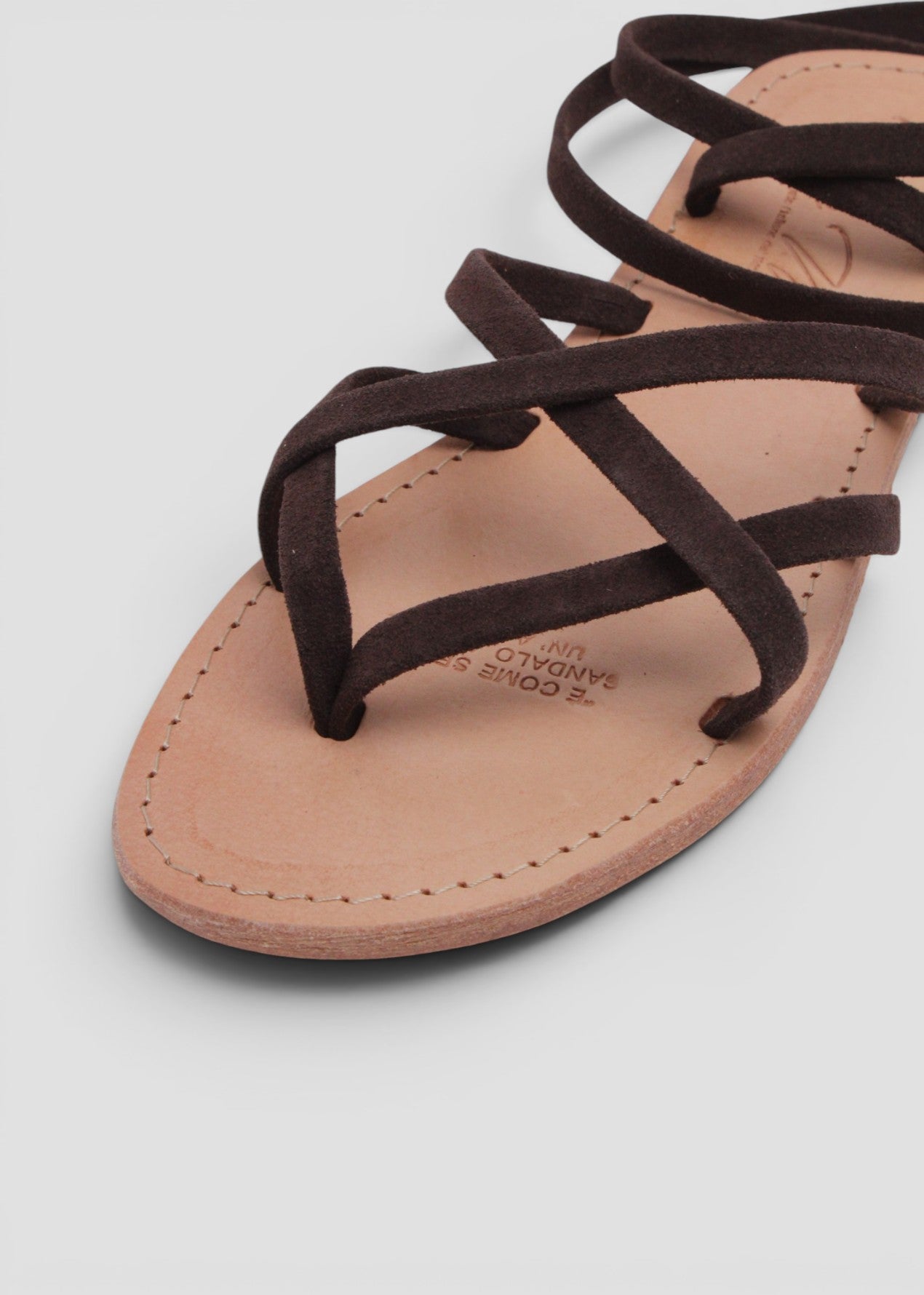 GISELLA – SANDALO INFRADITO MODELLO SCHIAVA IN SUEDE MOKA