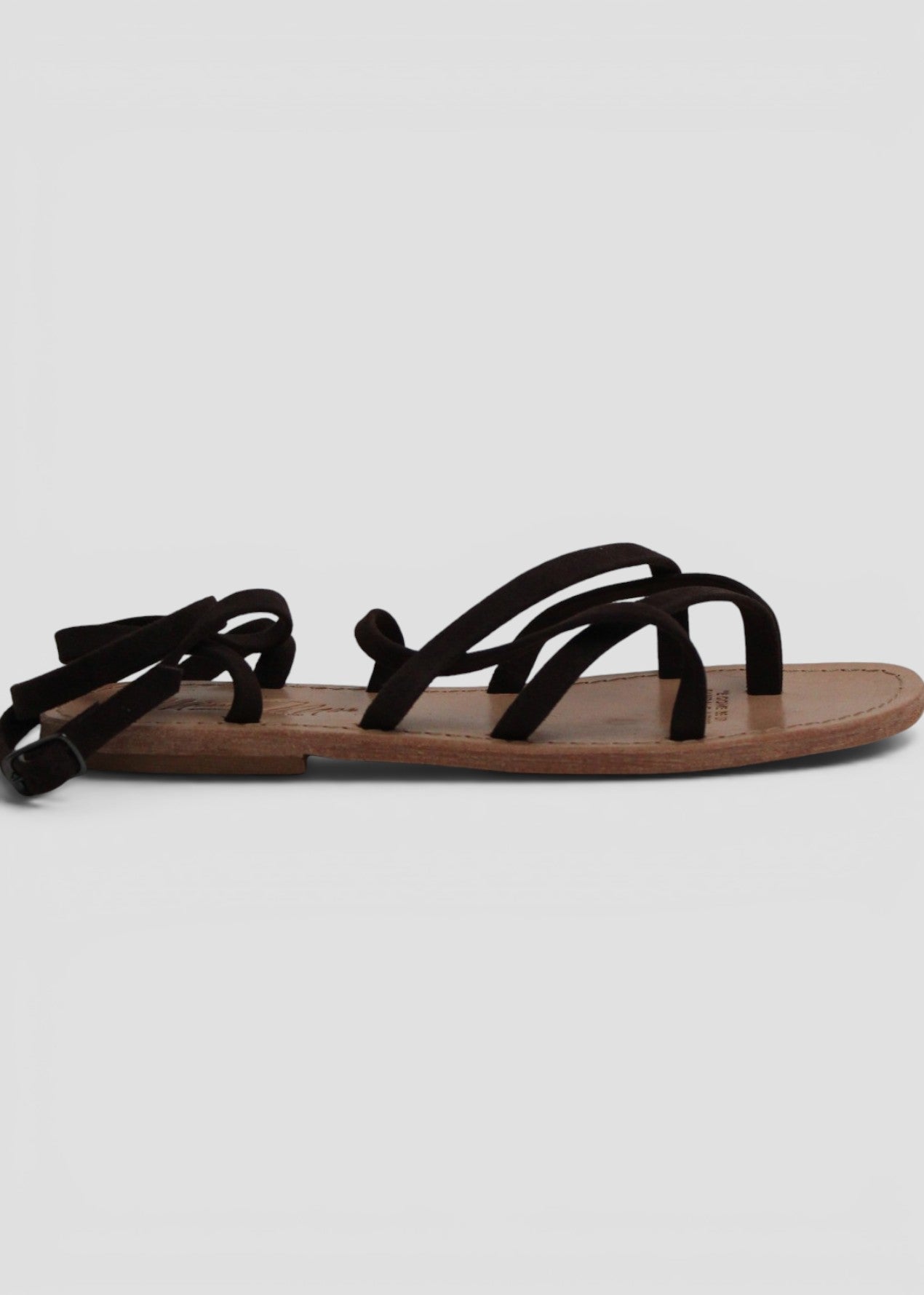 GISELLA – SANDALO INFRADITO MODELLO SCHIAVA IN SUEDE MOKA