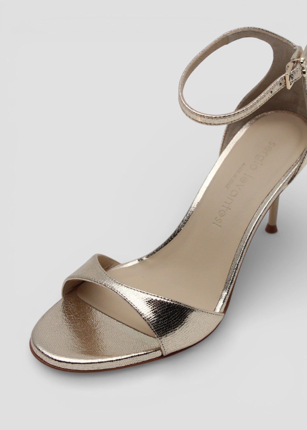 SS26-GOLDIE SANDALO  LIZARD PLATINO ROSATO