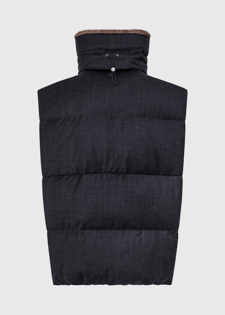 FW25-ILANA-BOLZANO  PIUMINO-GILET IN PURA LANA COLORE GRIGIO ANTRACITE