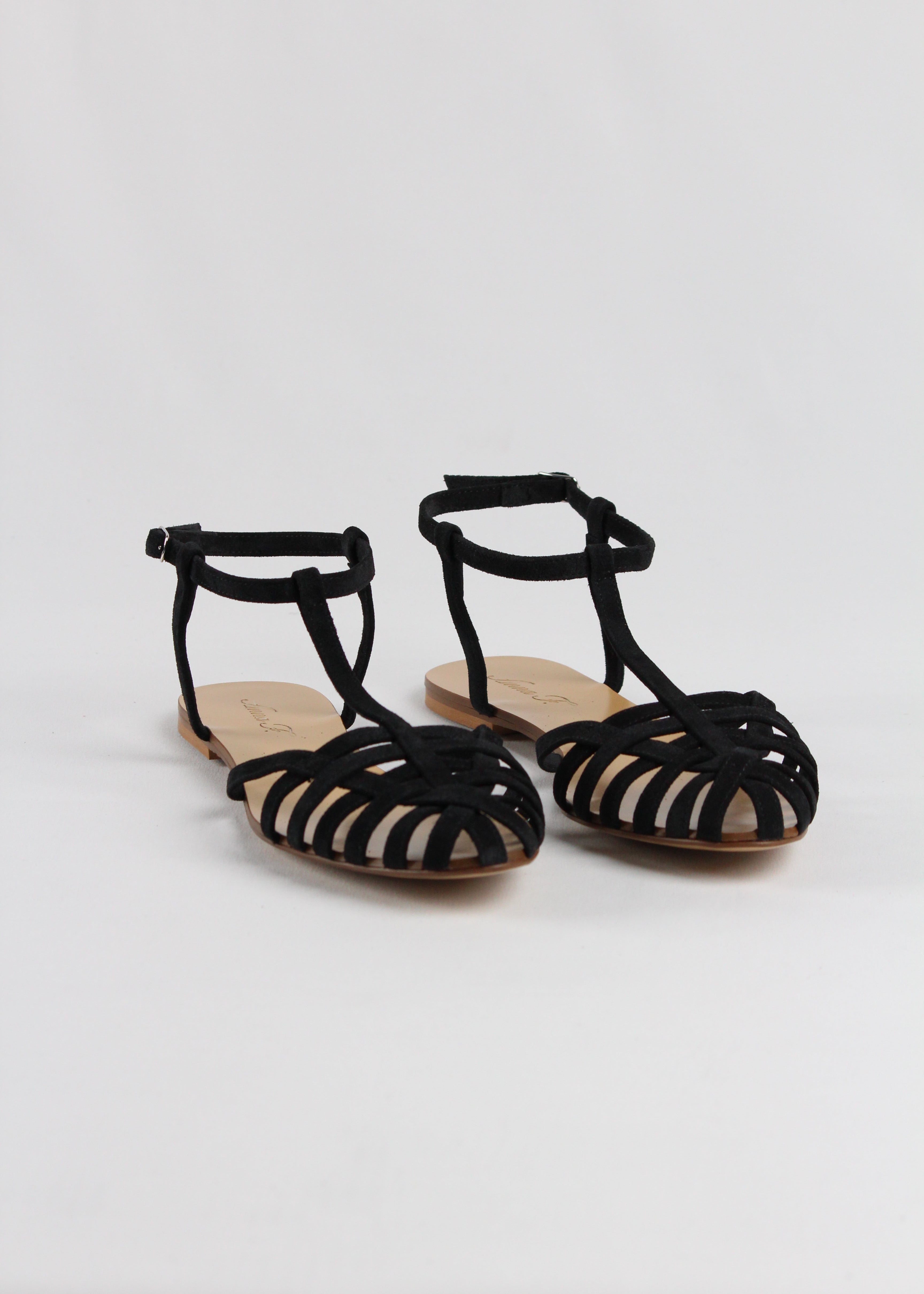 512  SANDALO RAGNETTO CON CINTURINO A T IN CAMOSCIO NERO
