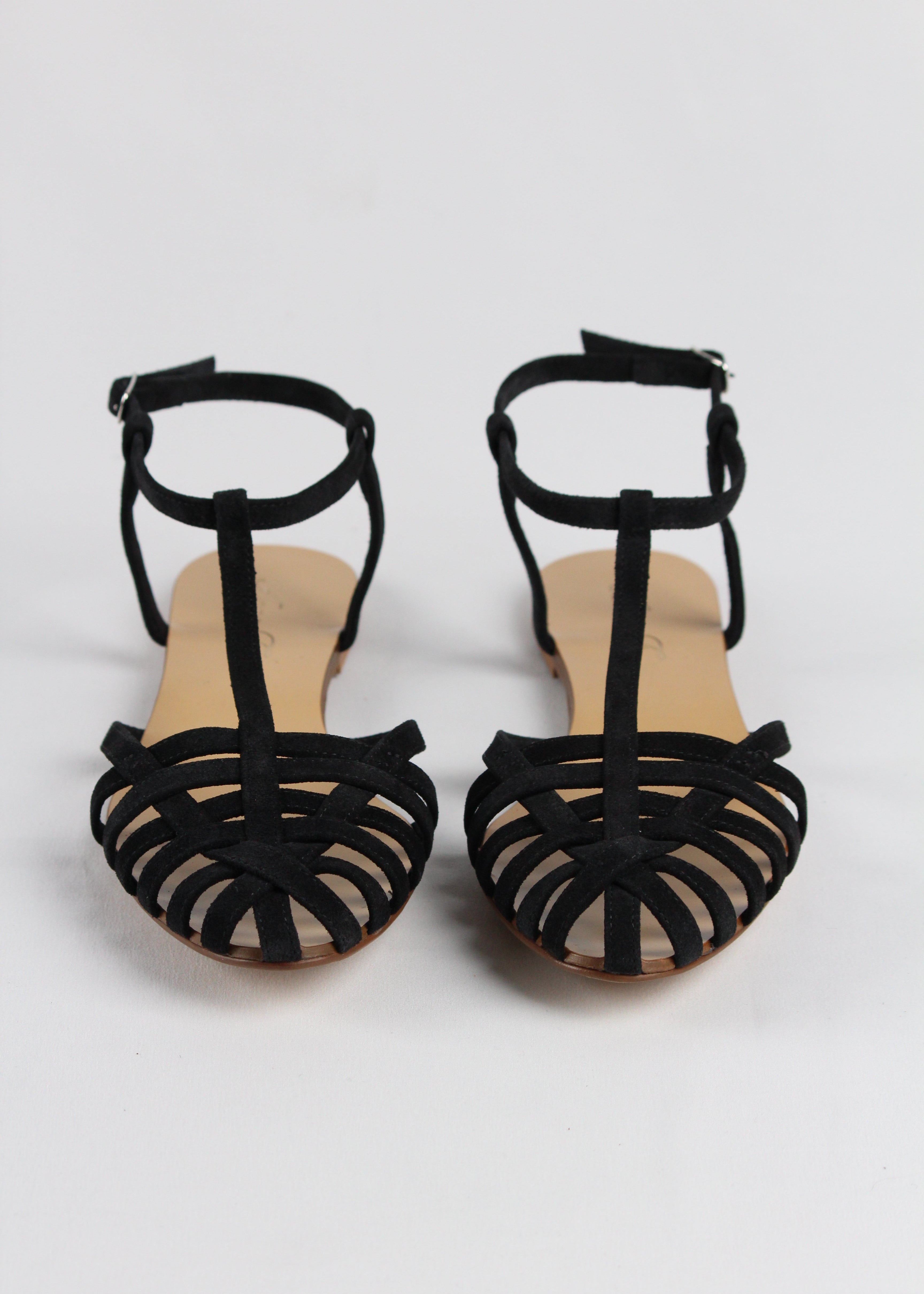 512  SANDALO RAGNETTO CON CINTURINO A T IN CAMOSCIO NERO