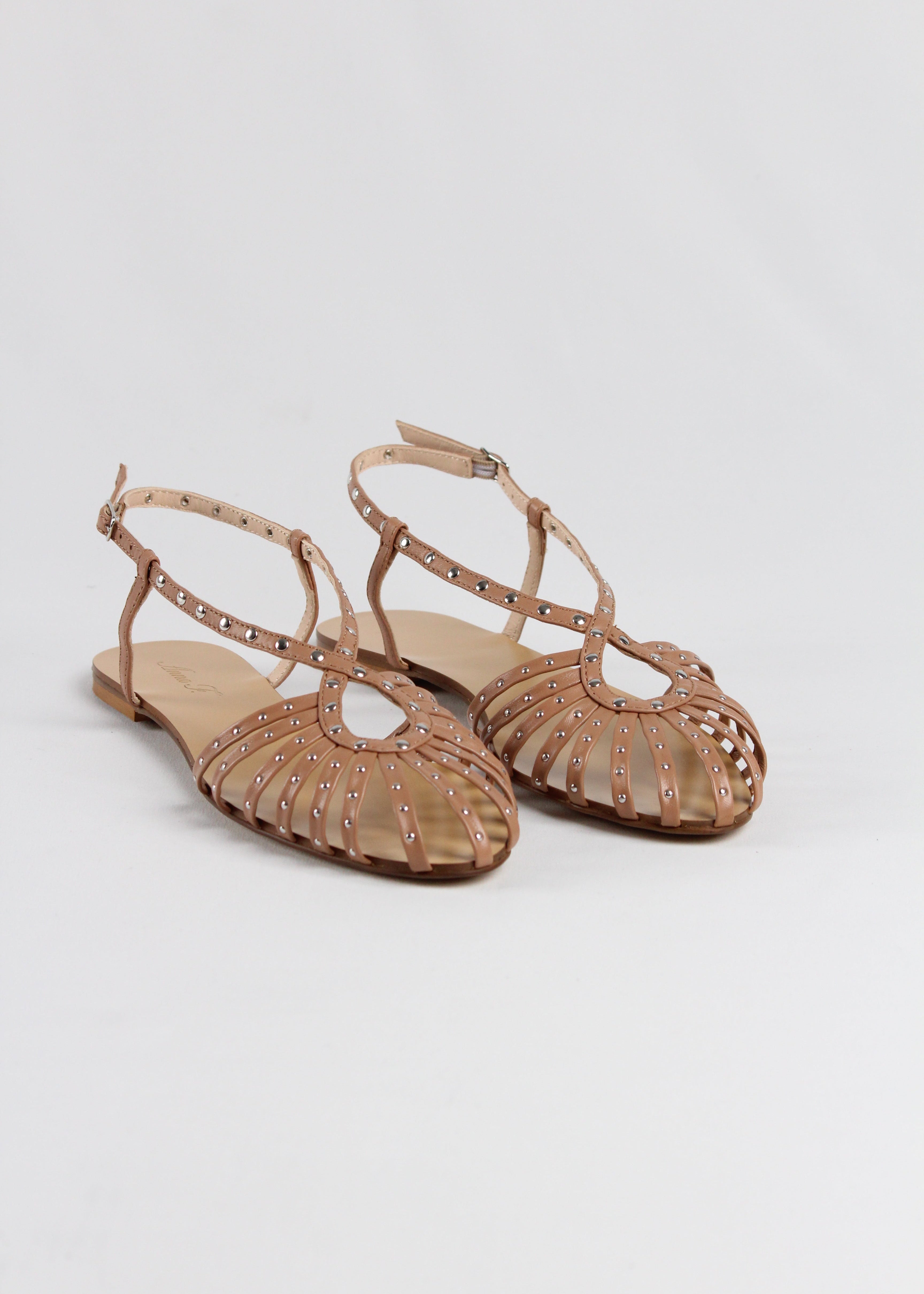 514 SANDALO RAGNETTO CON BORCHIE NEW IN NAPPA CAMELIA