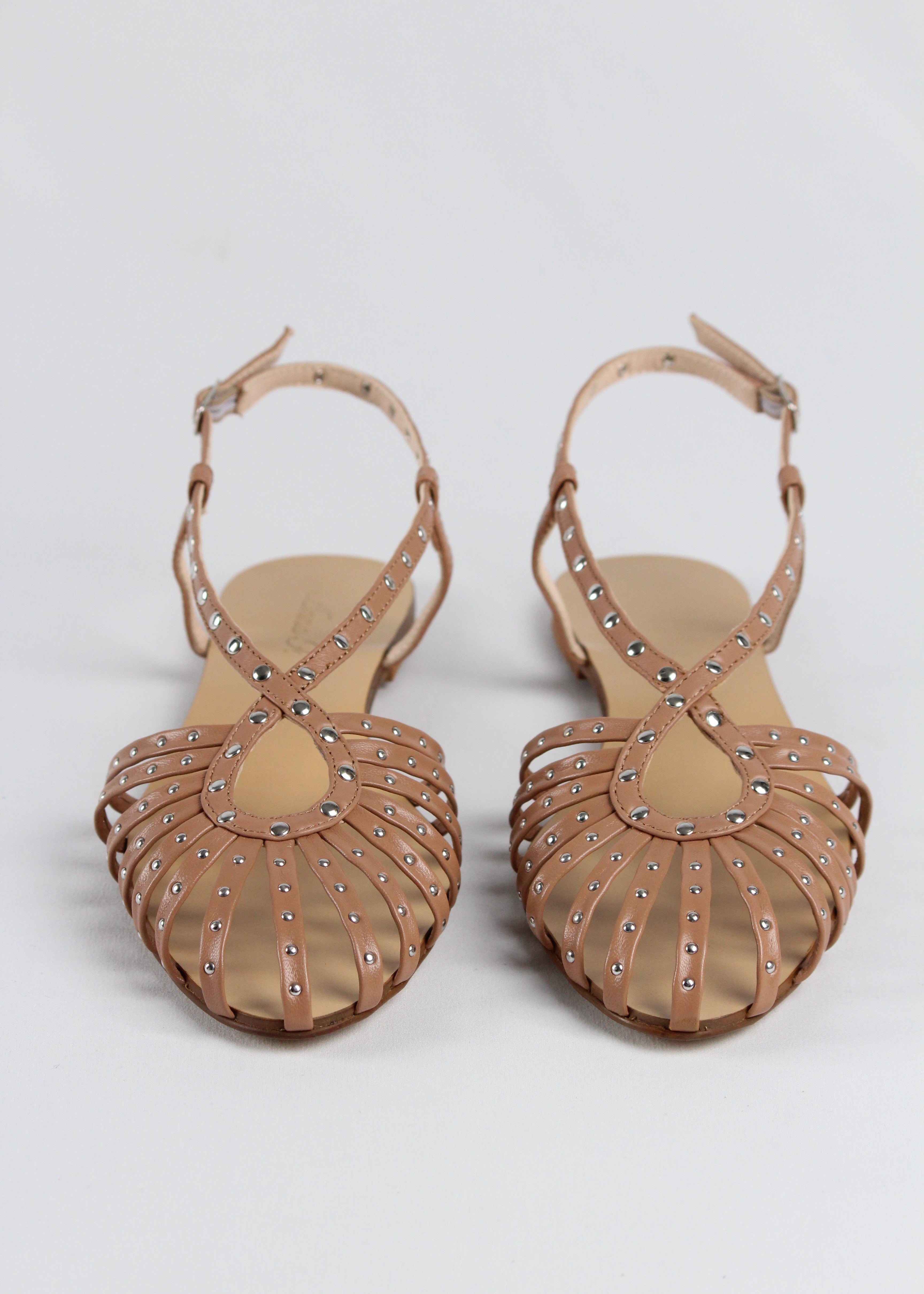 514 SANDALO RAGNETTO CON BORCHIE NEW IN NAPPA CAMELIA