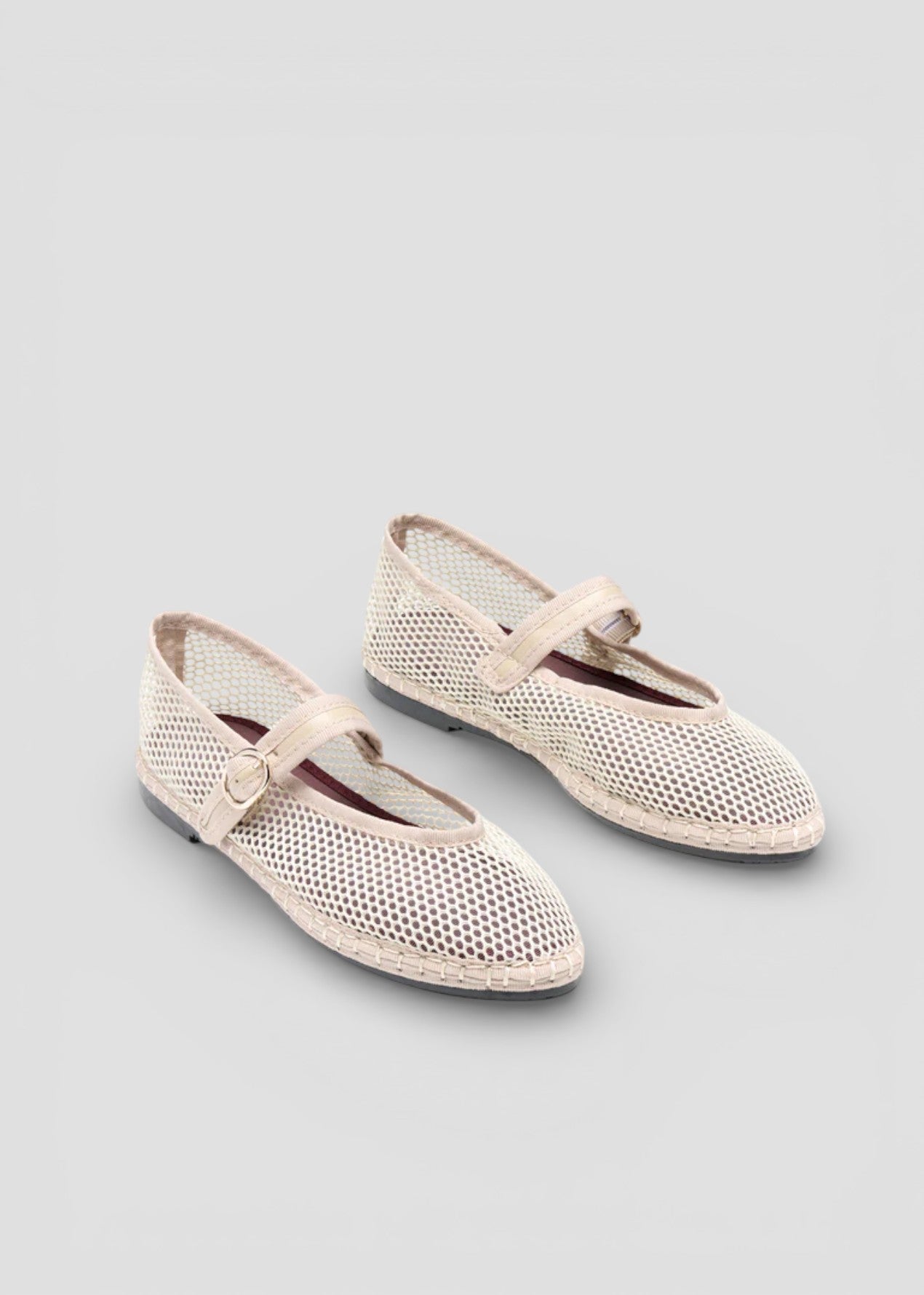 SS26-ISABELLA BALLERINA IN RETE CON SCOLLO A V, COLOR BEIGE