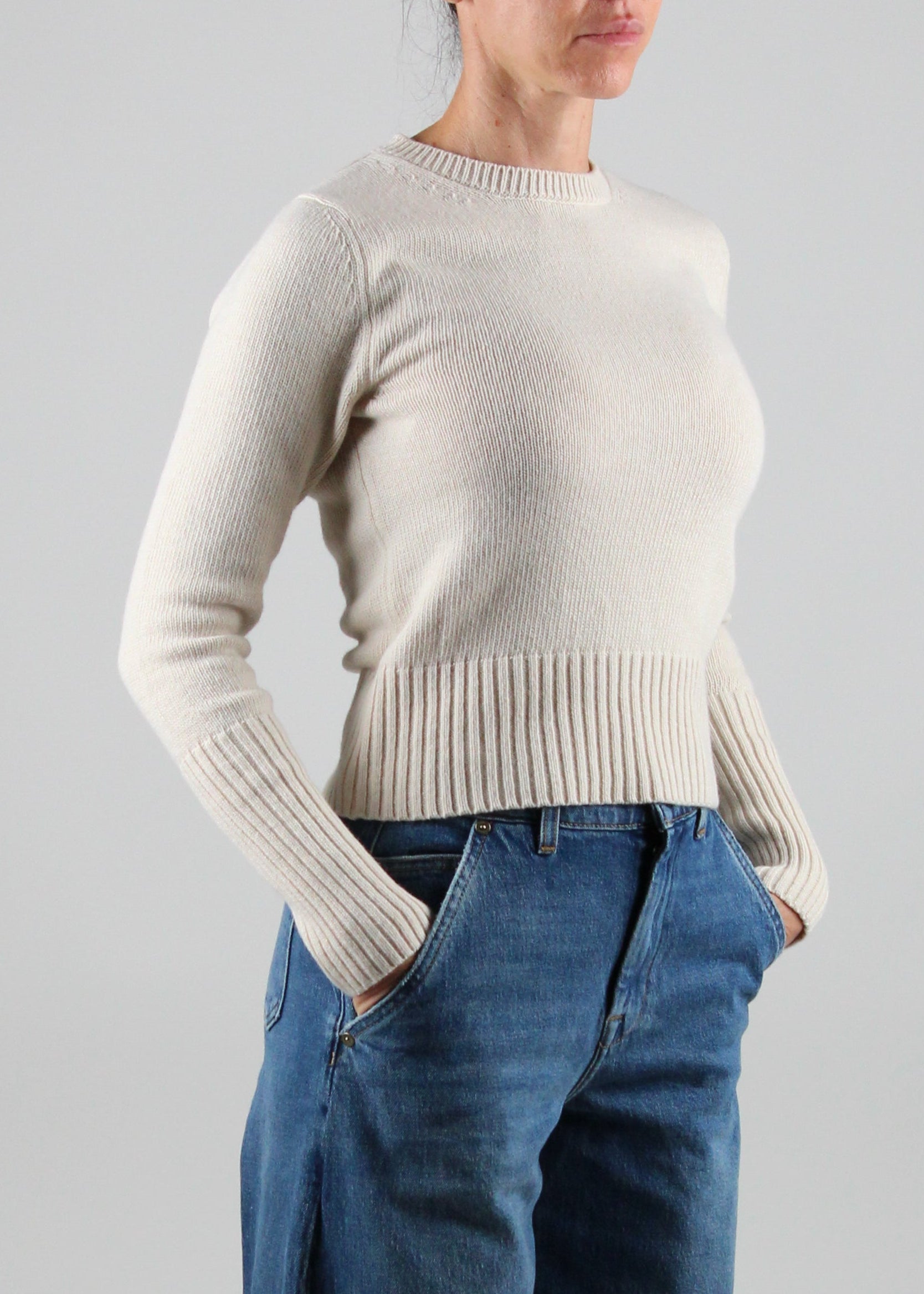 FW25-2523366344  CAPANNA MAGLIA IN MISTO CASHMERE E VISCOSA AVORIO