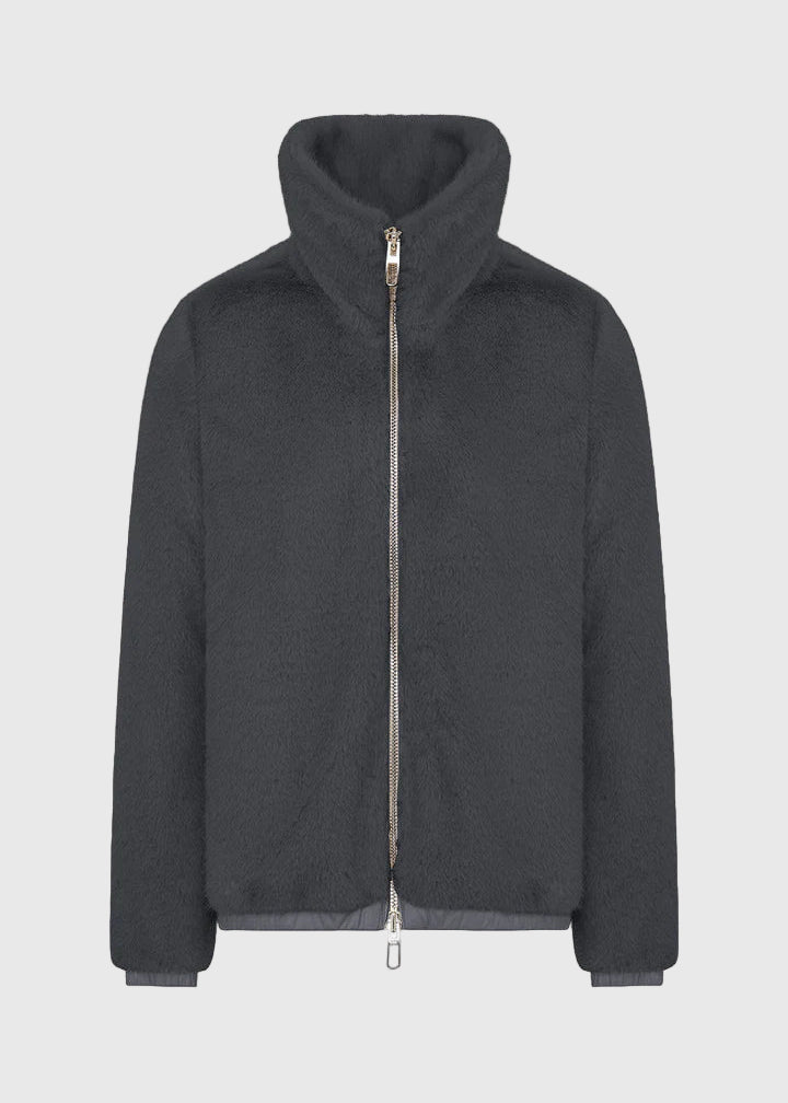 FW25-MANILA-PEJO  GIACCA CORTA IN MORBIDA PELLICCETTA COLORE GRIGIO INTENSO