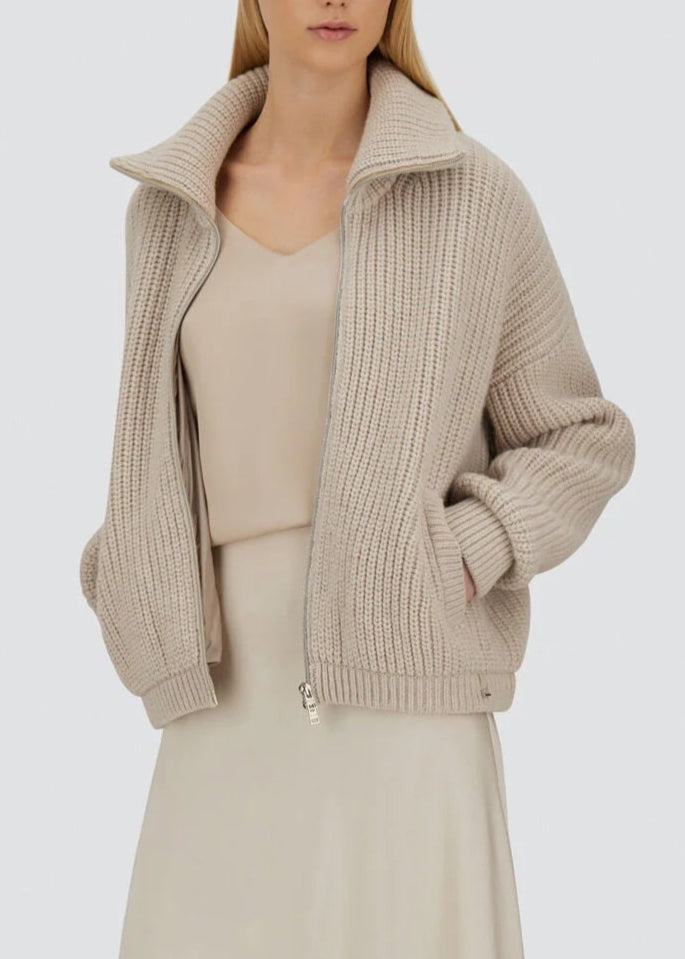 FW25-MC00034DR CARDIGAN FODERATO CON ZIP  COLORE CHANTILLY