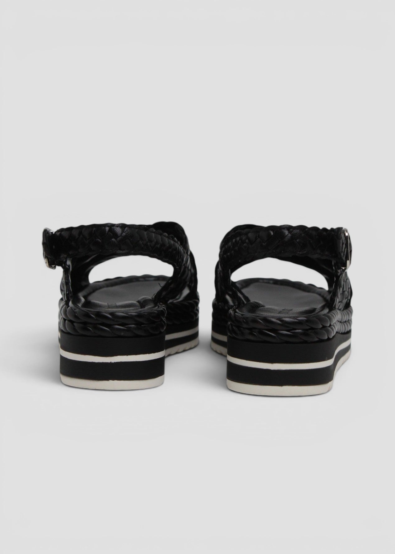 9797  MILAN SANDALO A FASCE IN PELLE INTRECCIATA NERO