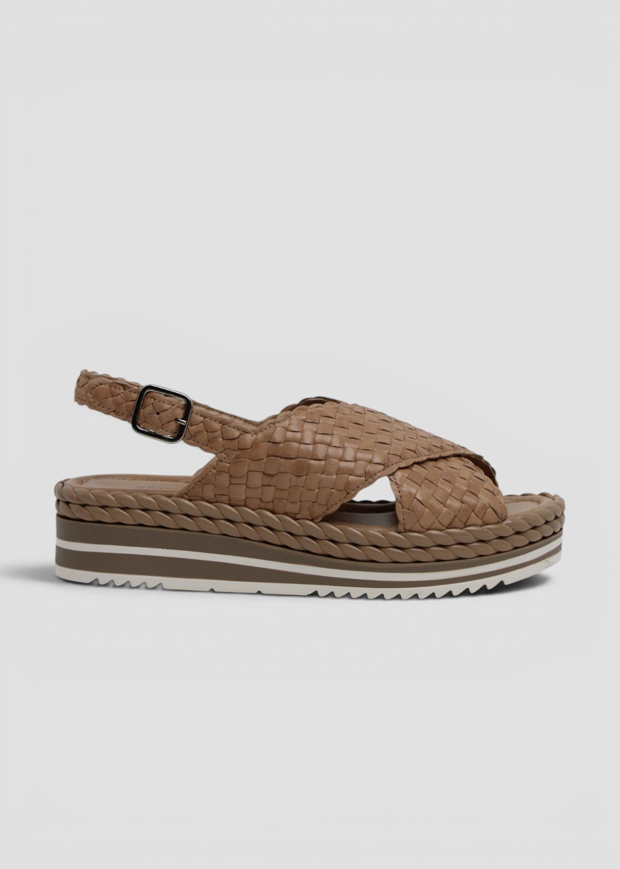 9797  MILAN   MILAN SANDALO A FASCE IN PELLE INTRECCIATA TAUPE