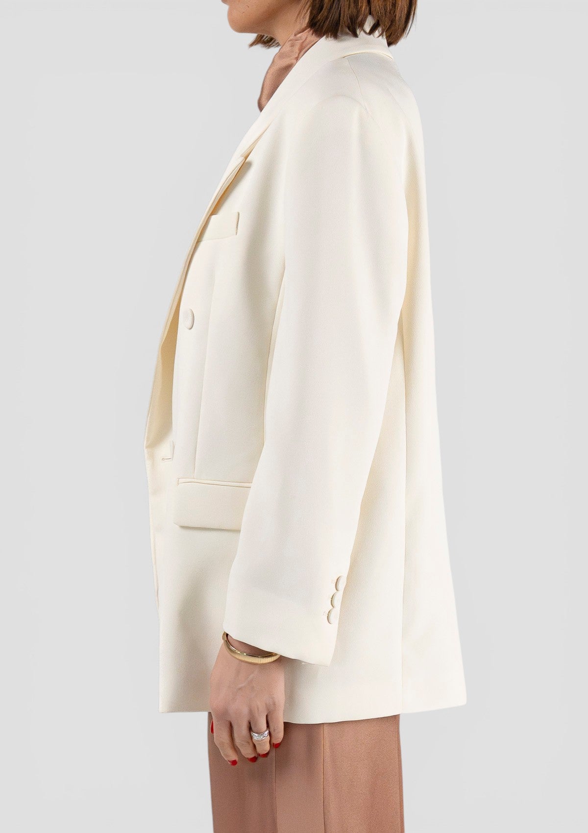 SS26-2613041093200  MLTFERVORE  BLAZER DOPPIOPETTO IN TELA STRETCH - BIANCO